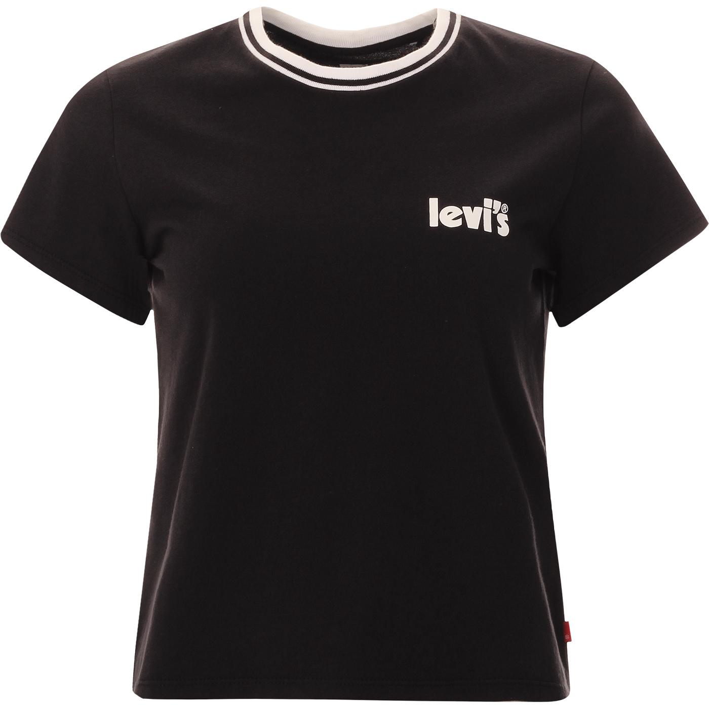 LEVI'S Retro Cropped Tipped Logo Ringer Tee BLACK