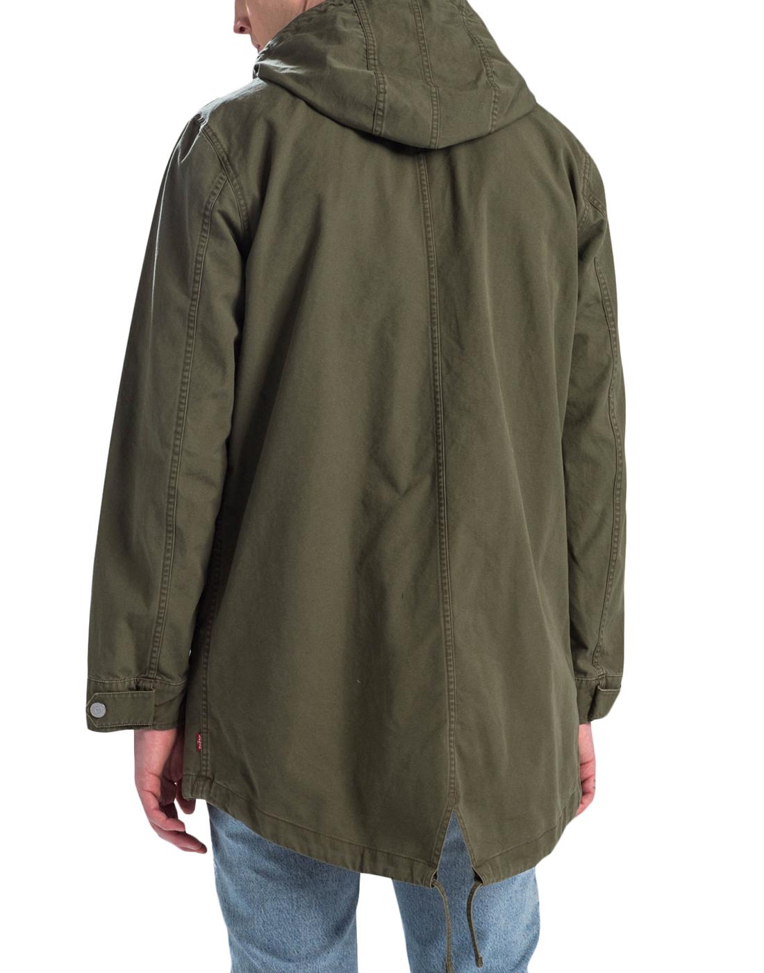 LEVI'S Retro 60s Mod Lightweight Fishtail Parka Jacket in Olive