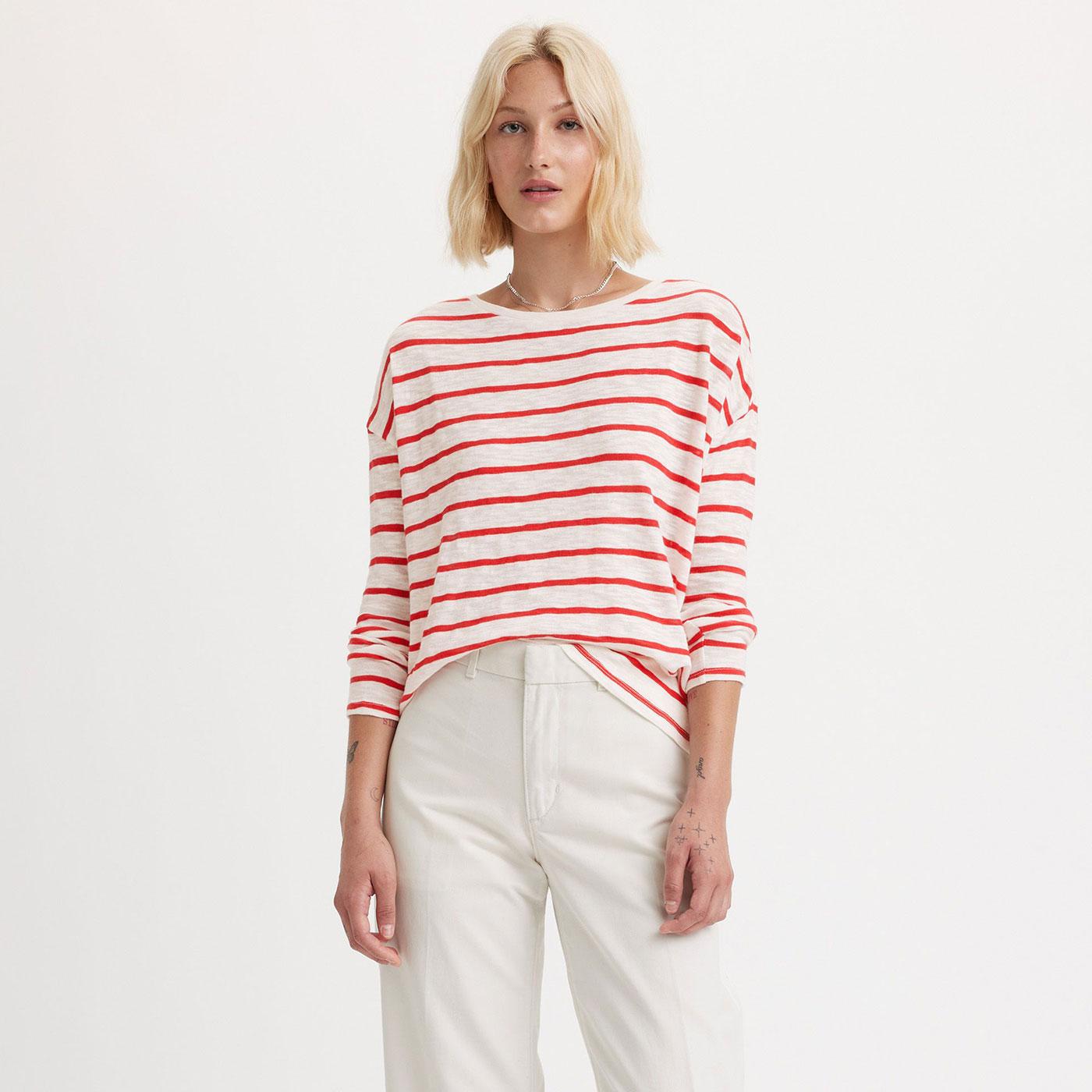 Levi's® Margot Long Sleeve Women's Stripe Tee Red