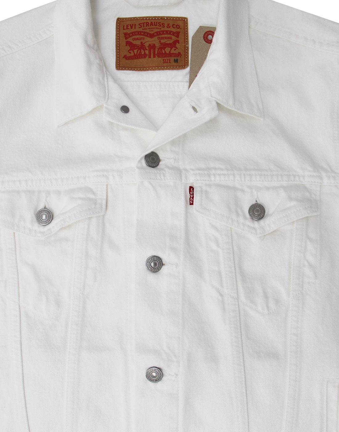 LEVI'S Retro 1960s Mod White Denim Trucker Jacket in Steel Hour