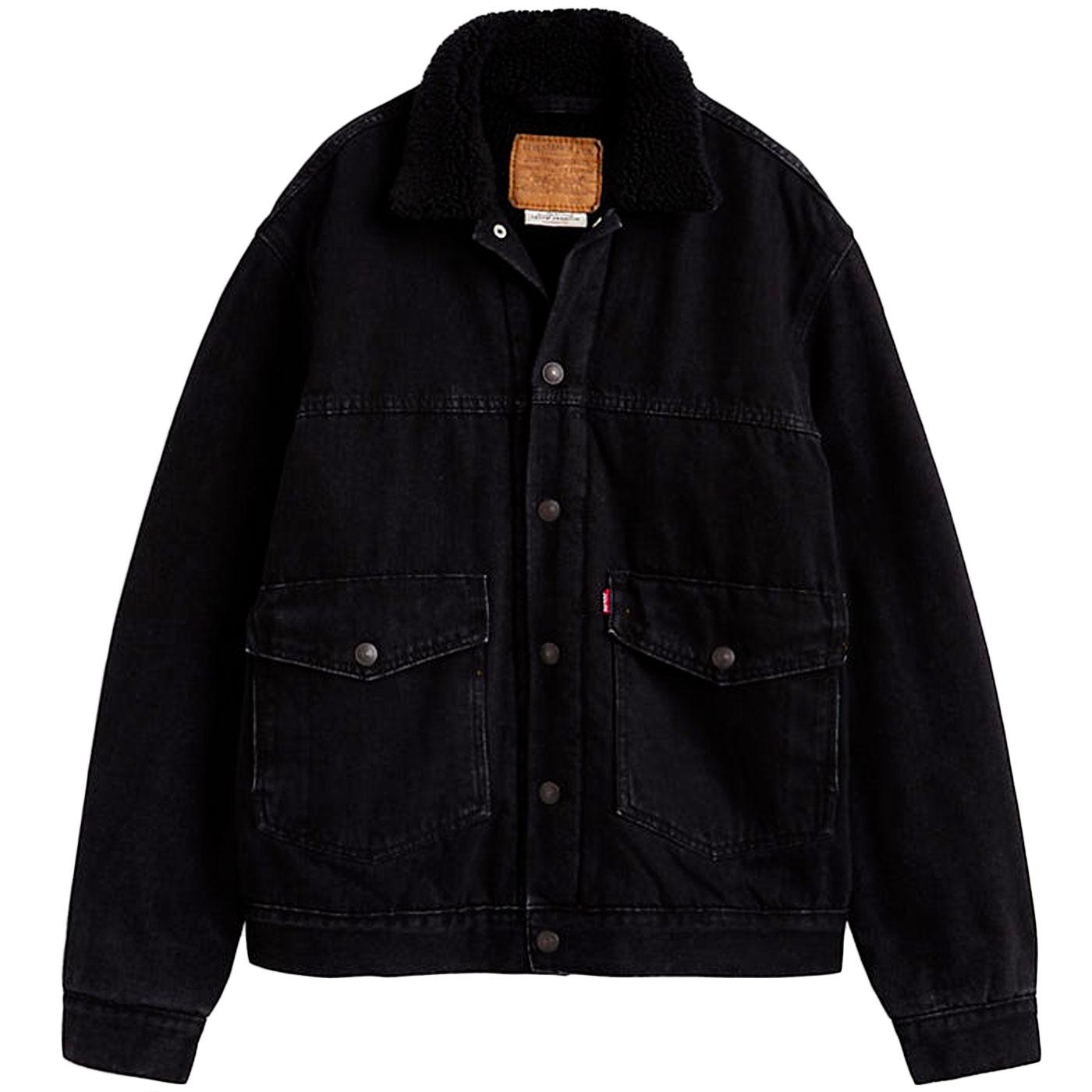 patched sherpa trucker jacket