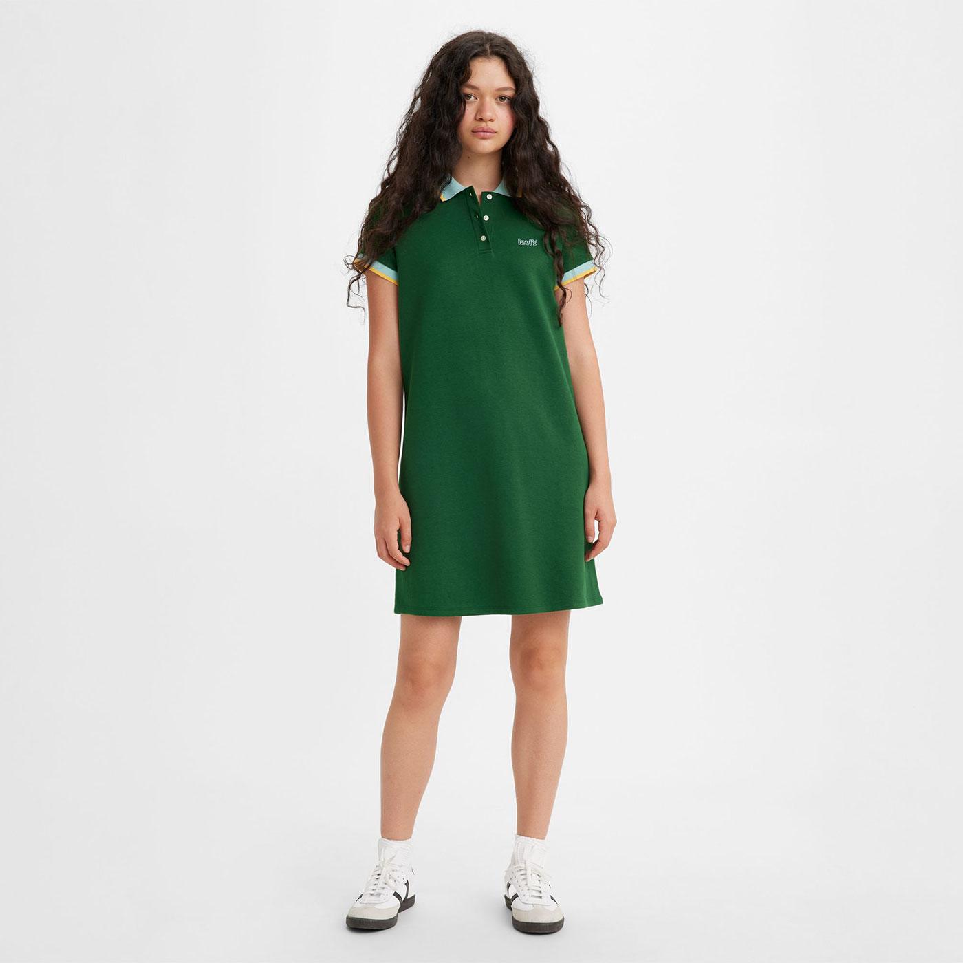 Levi Women's Pia Retro Sports Polo Tennis Dress in Eden Green