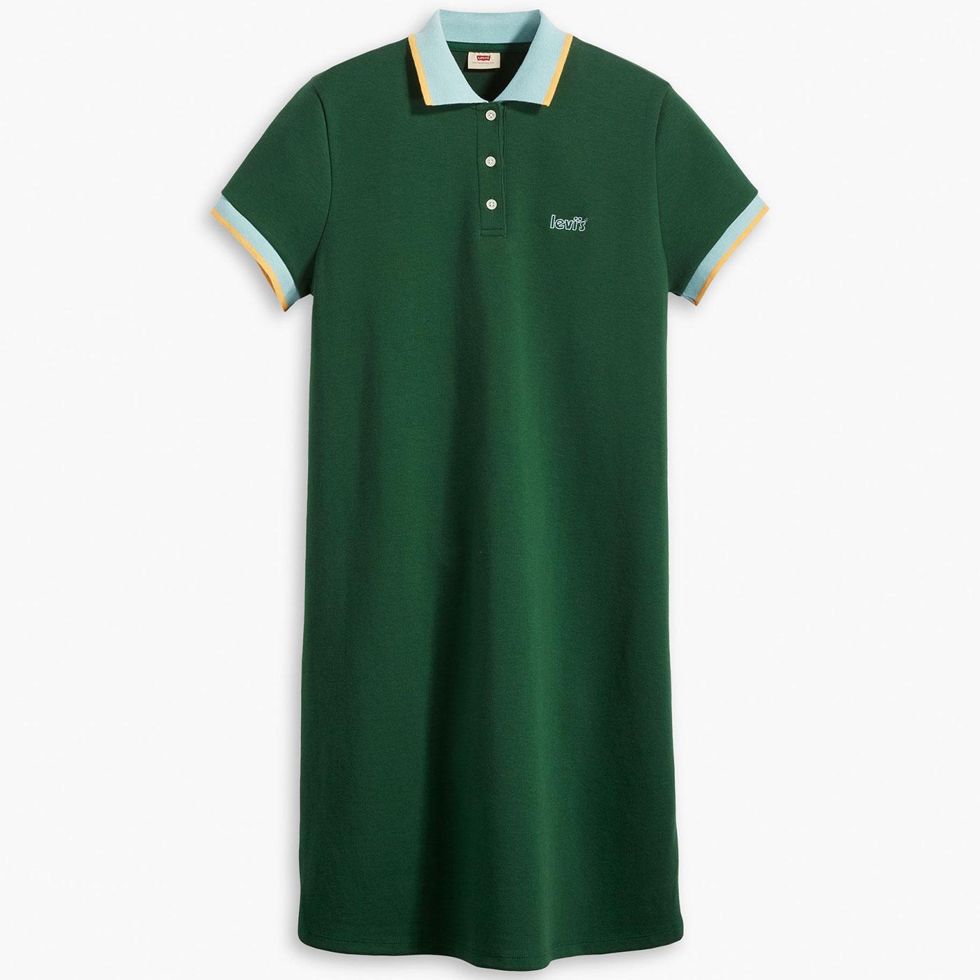 Levi Women's Pia Retro Sports Polo Tennis Dress in Eden Green