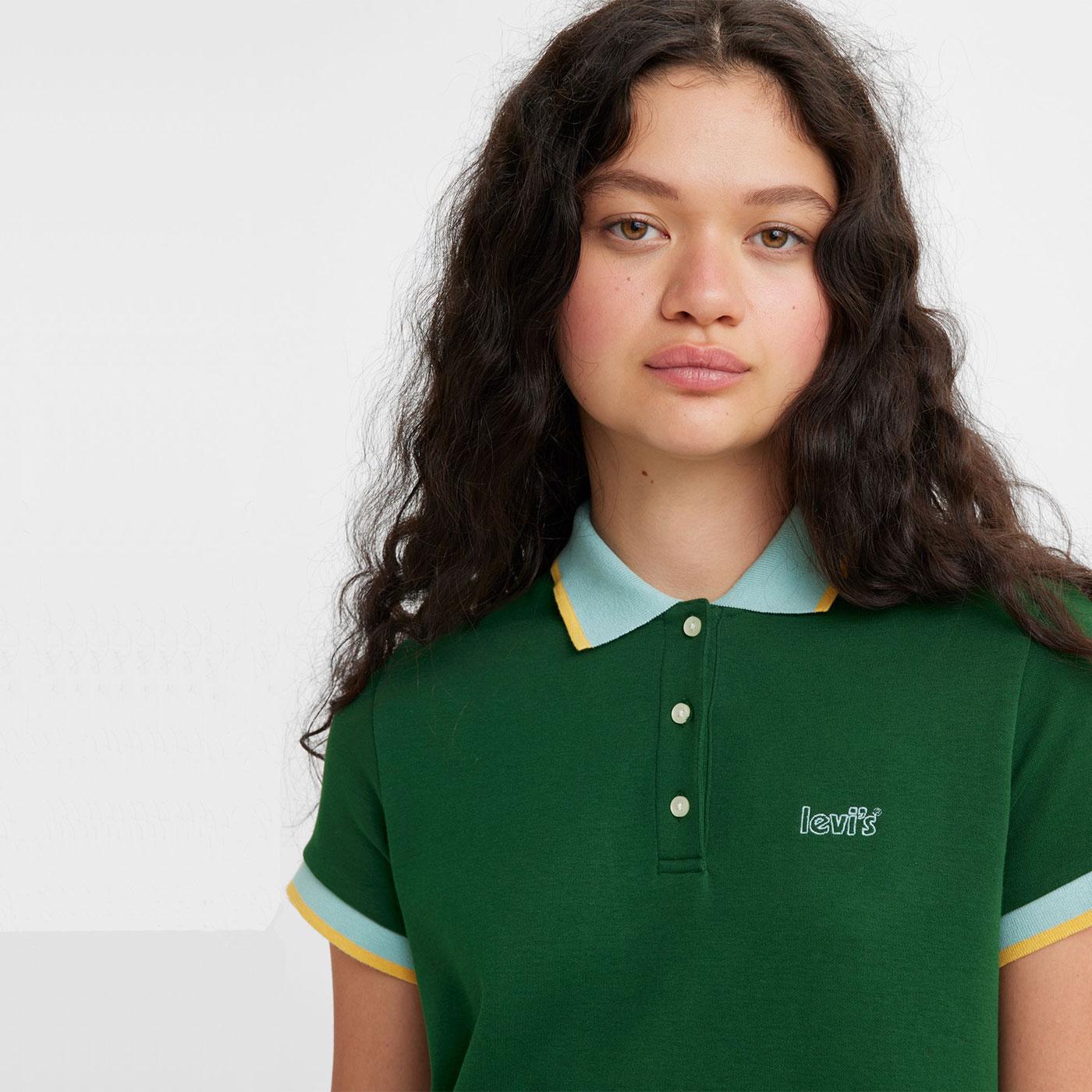 Levi Women's Pia Retro Sports Polo Tennis Dress in Eden Green