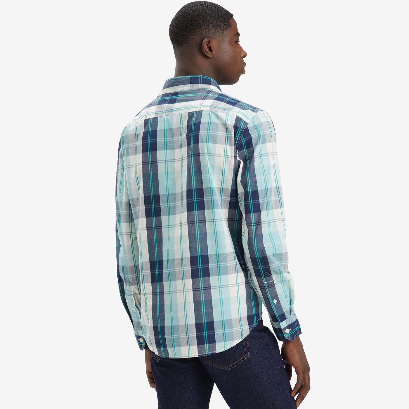 Levi s Battery Slim Fit Luke Plaid L S Mod Shirt in Blue Green