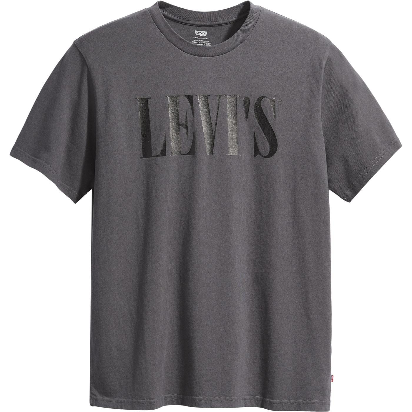 LEVI'S Relaxed Retro Serif 90s Logo T-shirt (Grey)