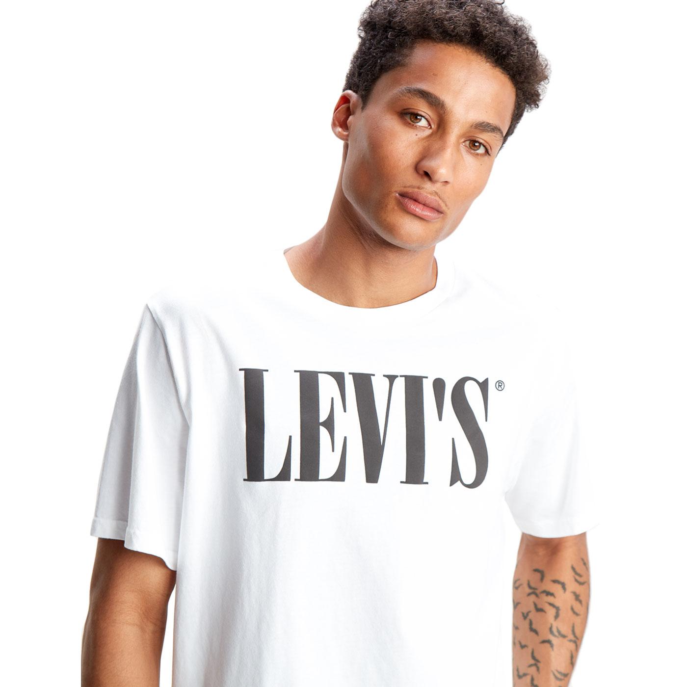 LEVI'S Relaxed Retro Serif 1990s Serif Logo T-Shirt in White