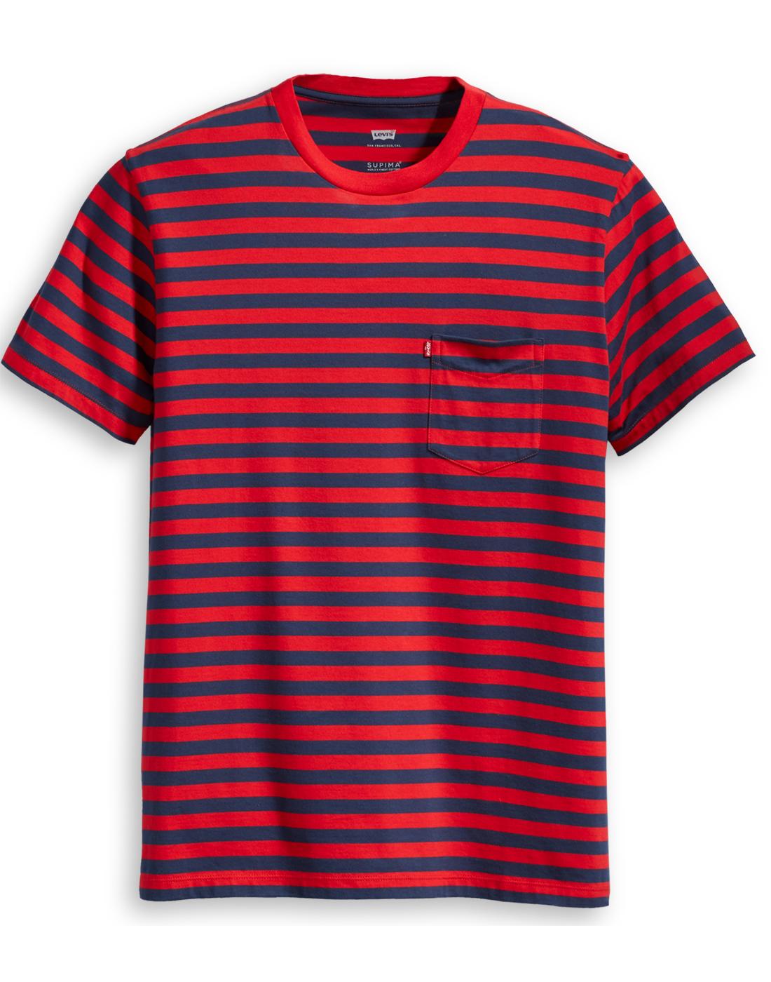 LEVI'S Retro Mod Stripe Sunset Pocket T-shirt R/N