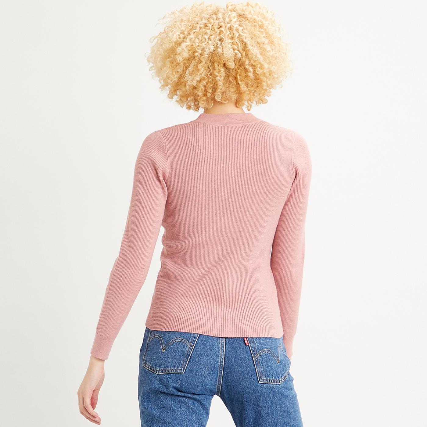 LEVI'S Women's Retro 70s Skinny Rib Knitted Jumper in Pink