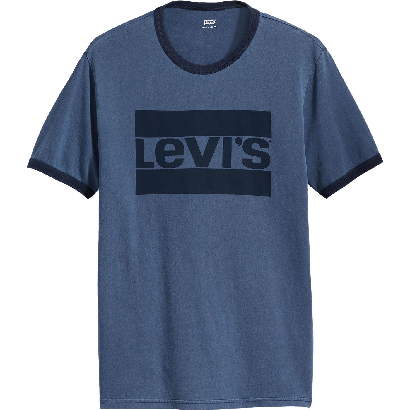 LEVI'S Men's Retro 1980s Indie Sports Ringer T-Shirt in Navy