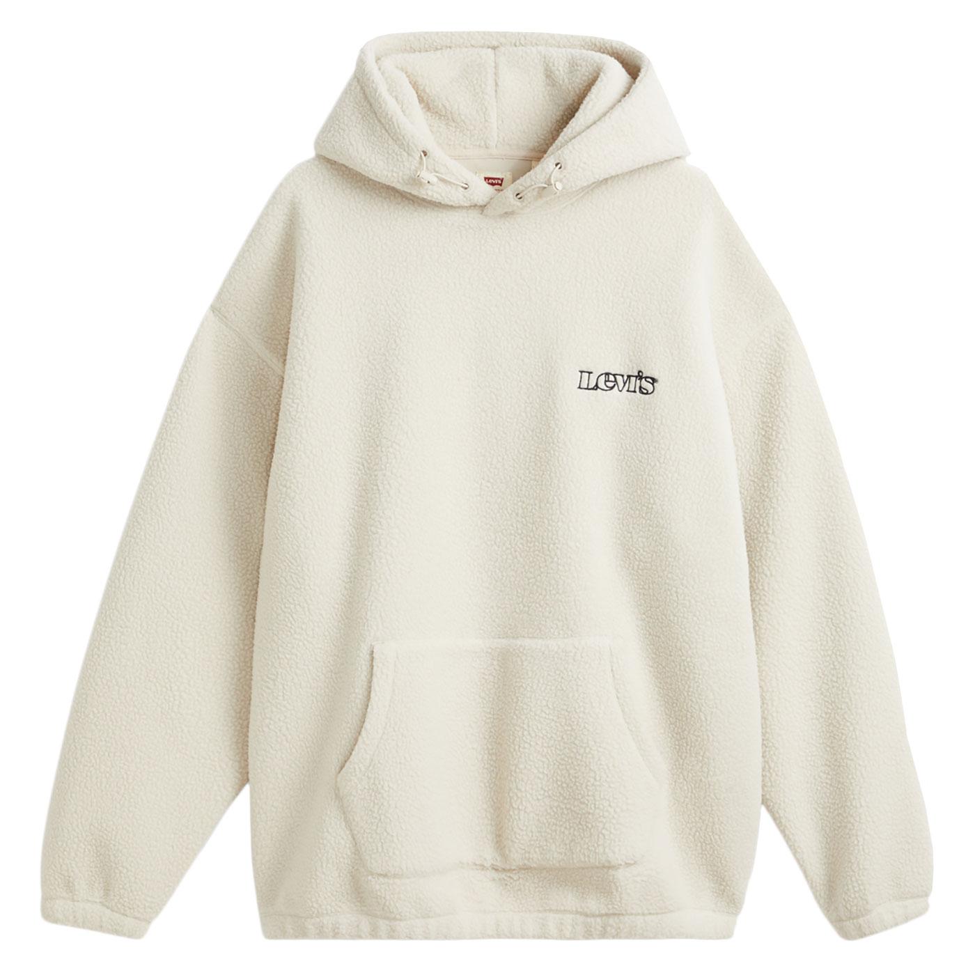 LEVI'S Retro 70s Indie Sherpa Fleece Hoodie in Off White