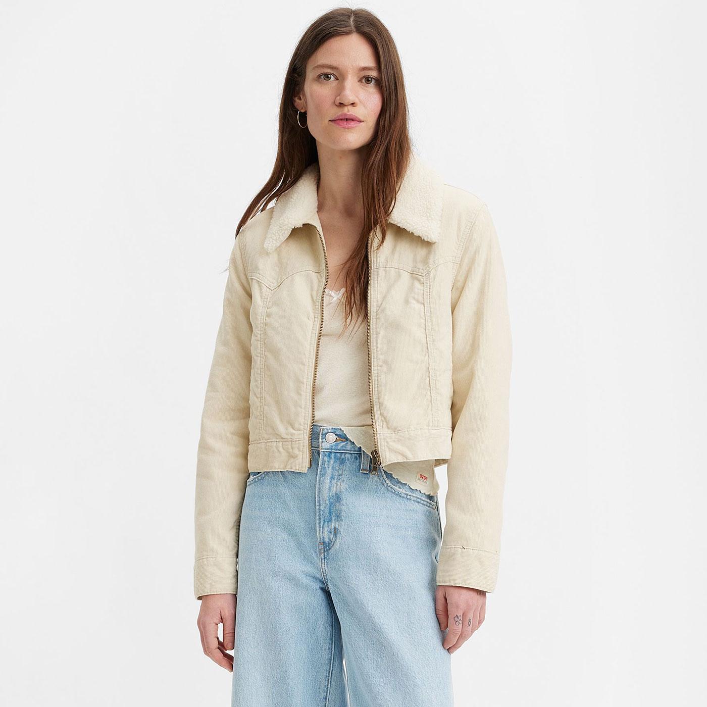 Cropped Sherpa Trucker Jacket - White