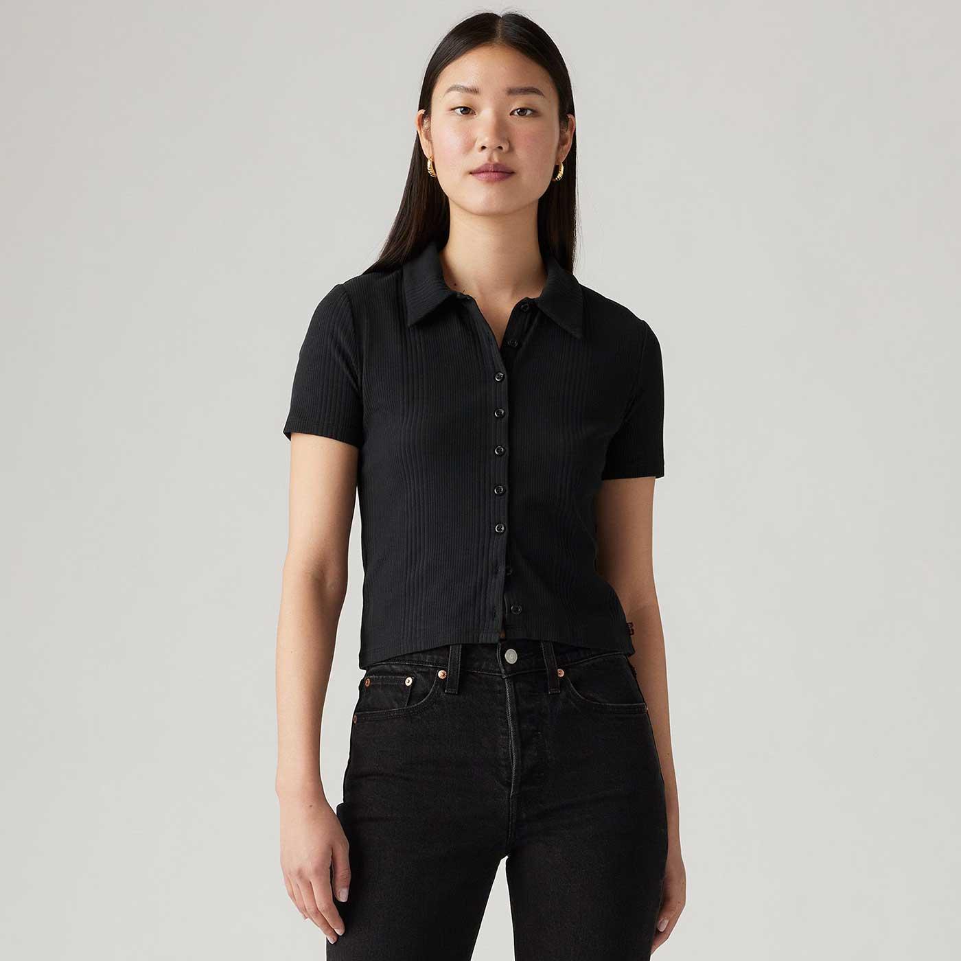 Levi's® Sherry Button Through Ribbed Polo Shirt  A