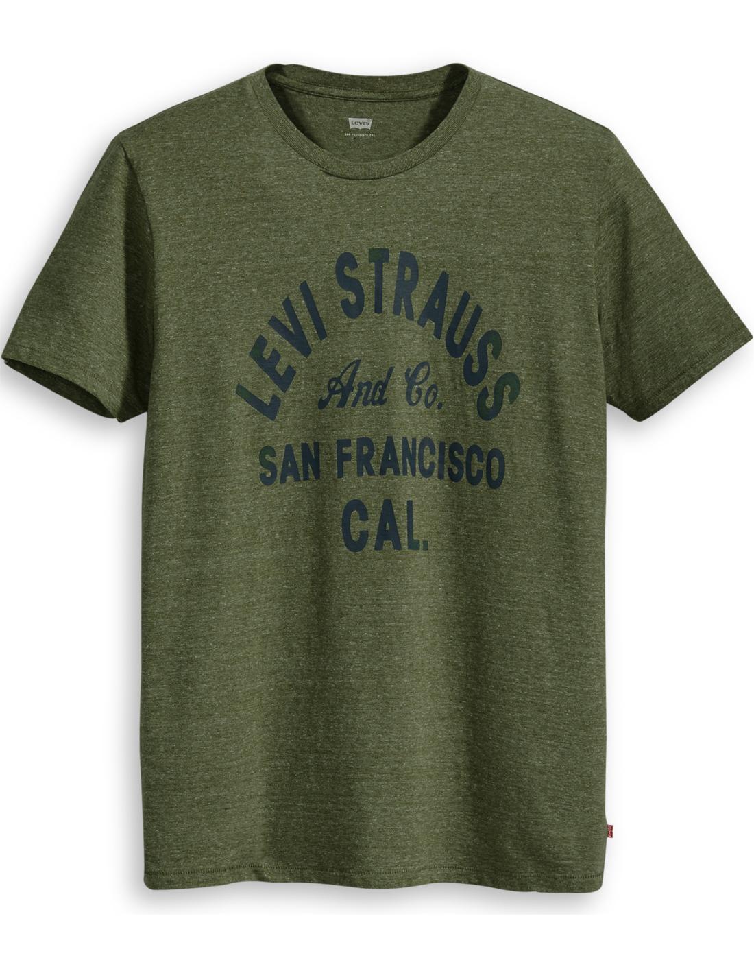 LEVI'S Mens Retro Vintage Logo T-Shirt Moss Marl