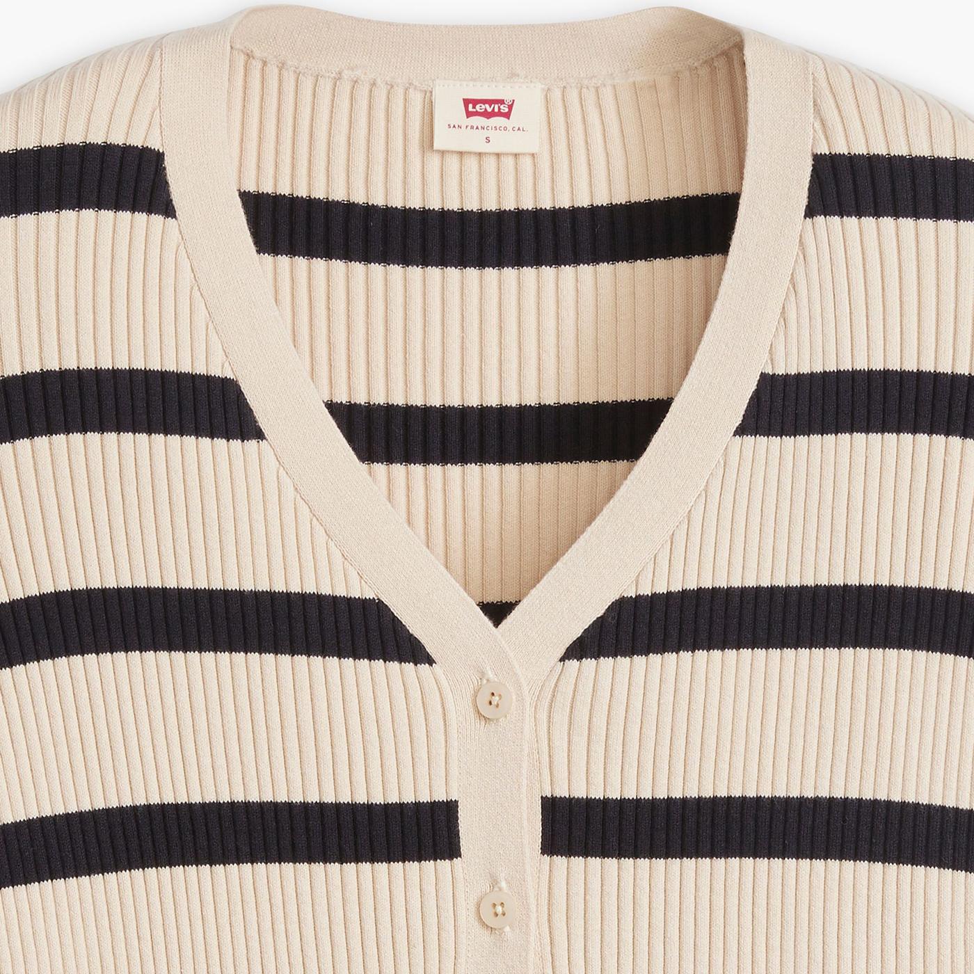 Levi's® Slim Fit Tulip Redwood Stripe Cardigan in Creme Brulee