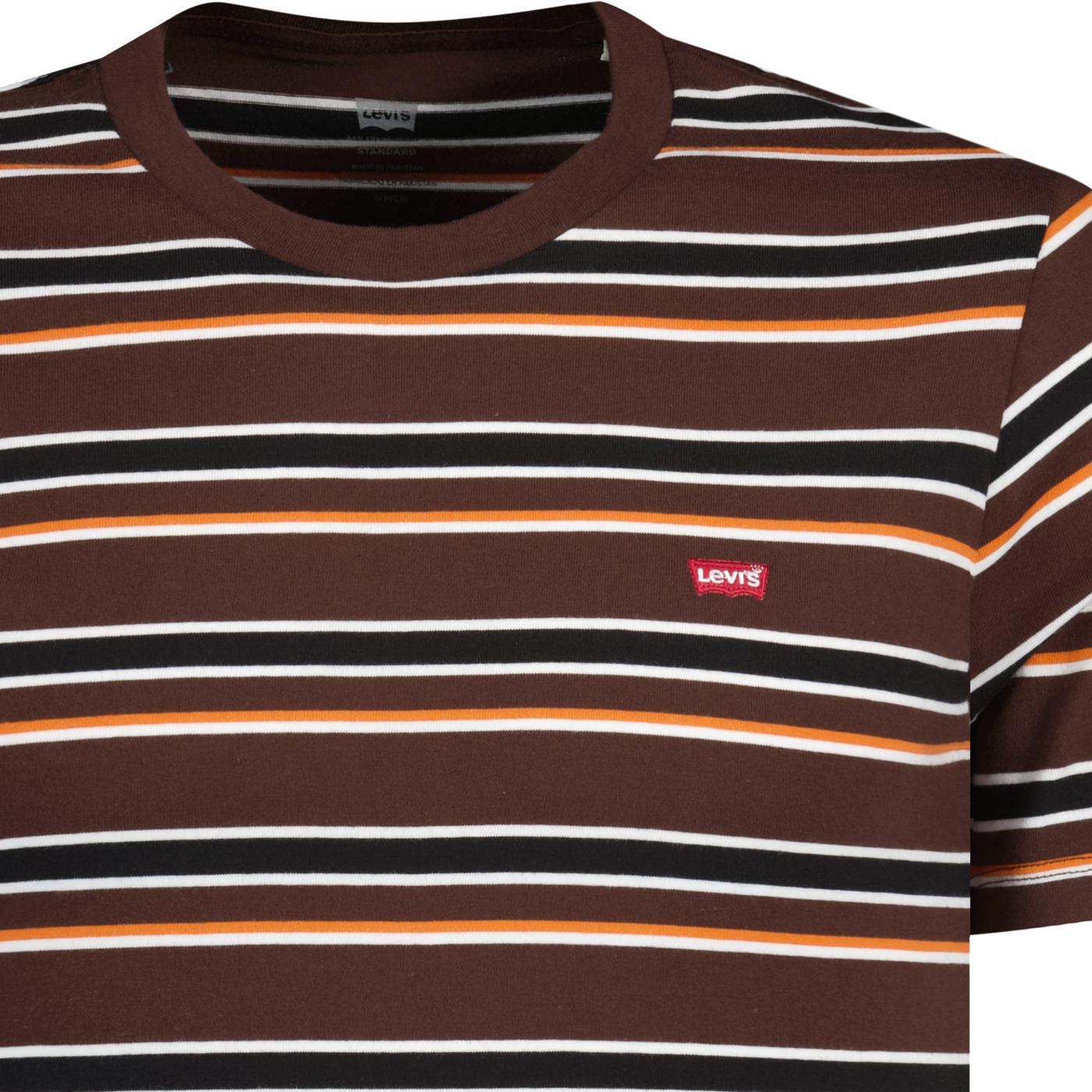 LEVI'S® Retro 70s Multi Stripe Crew Tee in Shaved Chocolate