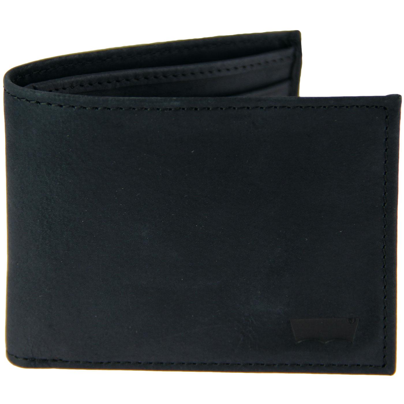 LEVI'S Retro Sueded Leather Batwing Bifold Wallet in Black