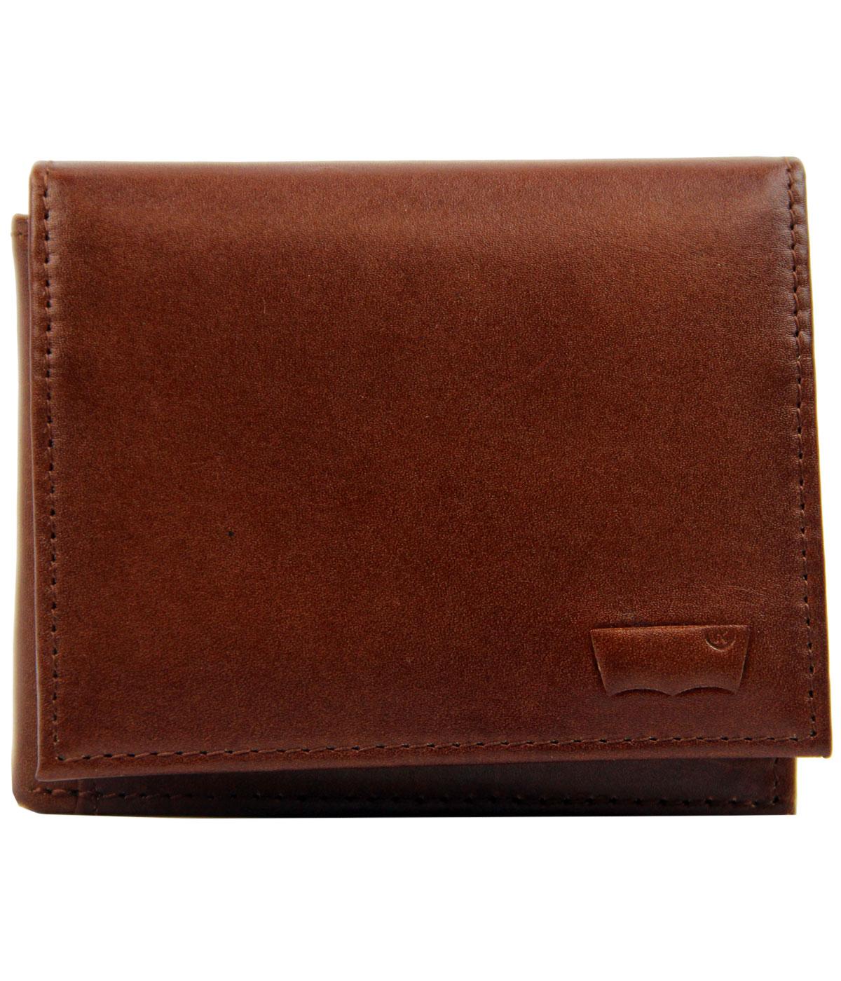 Levi's® Retro Mod Leather Trifold Wallet with Coin Pocket Brown