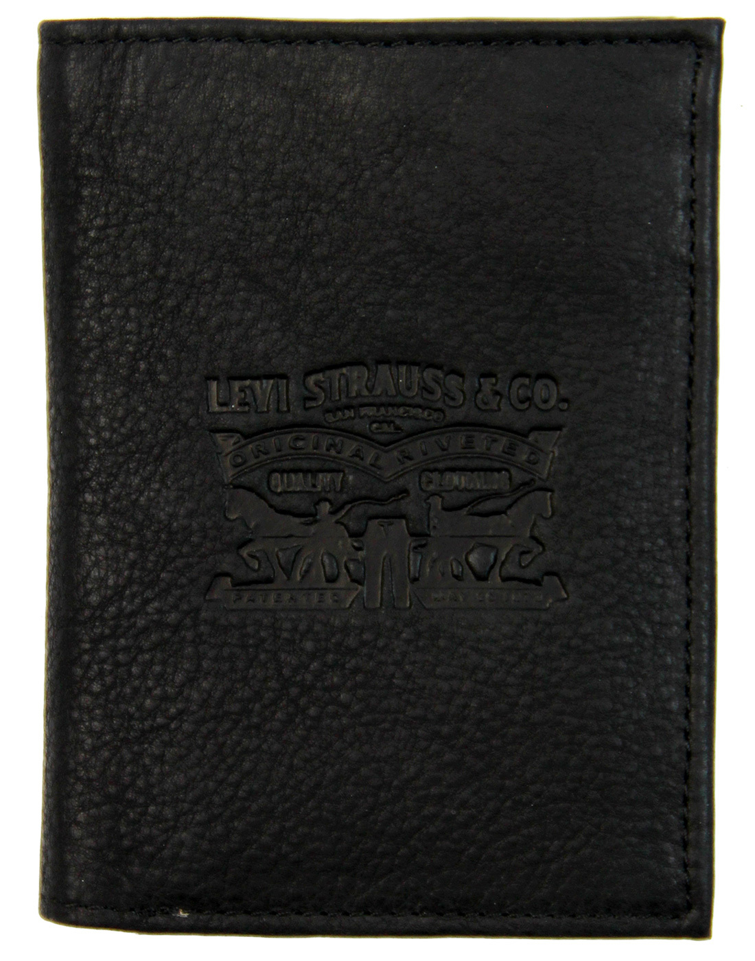 LEVI'S® Retro Trifold Tumbled Leather Wallet BLACK