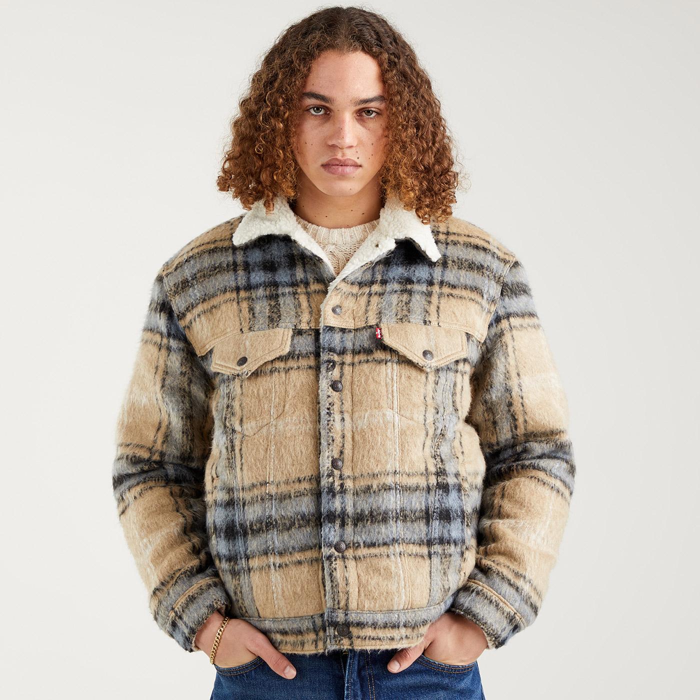LEVI'S Vintage Fit 70s Hairy Check Sherpa Trucker Jacket