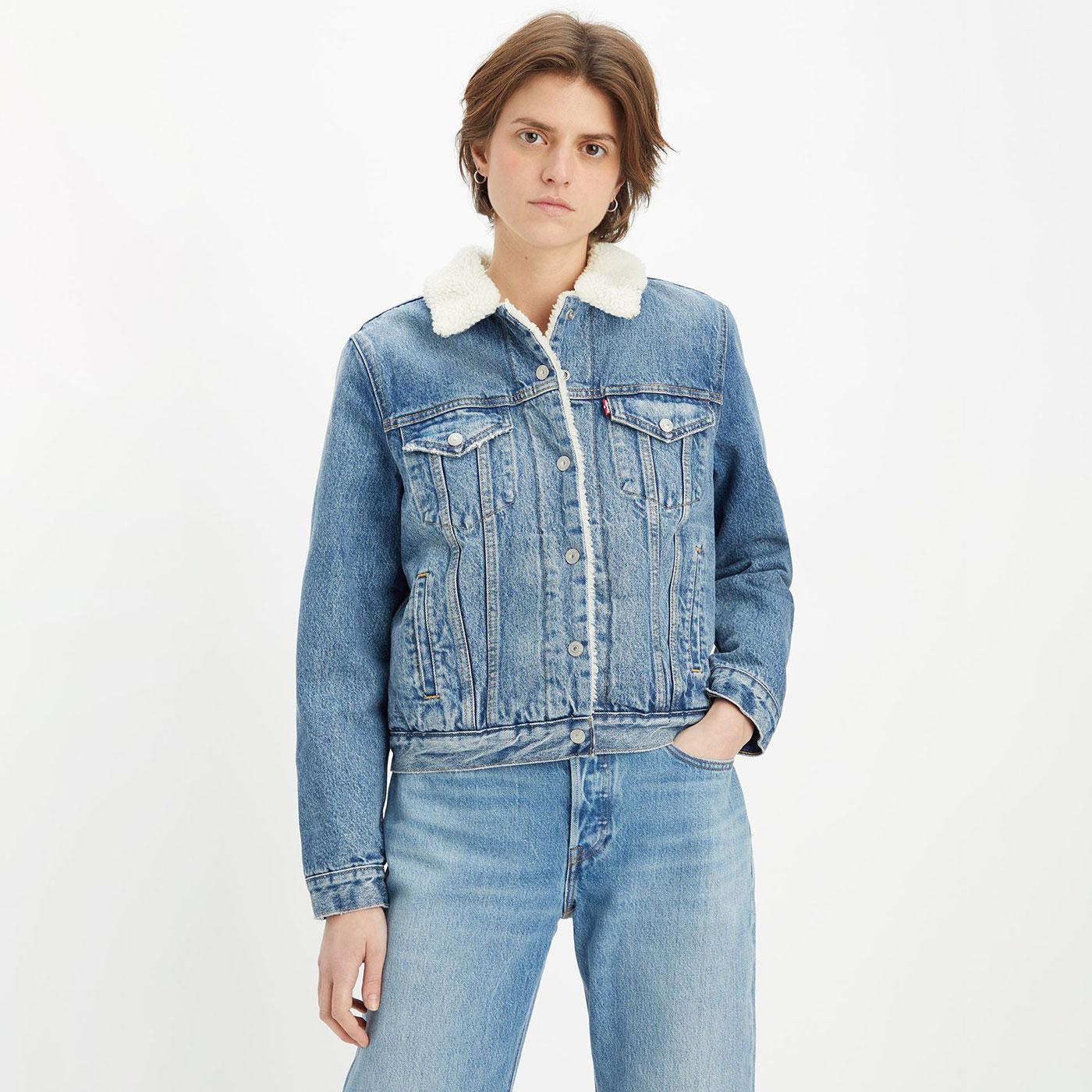 Levi Women Original Sherpa Denim Trucker Jacket Seen Things