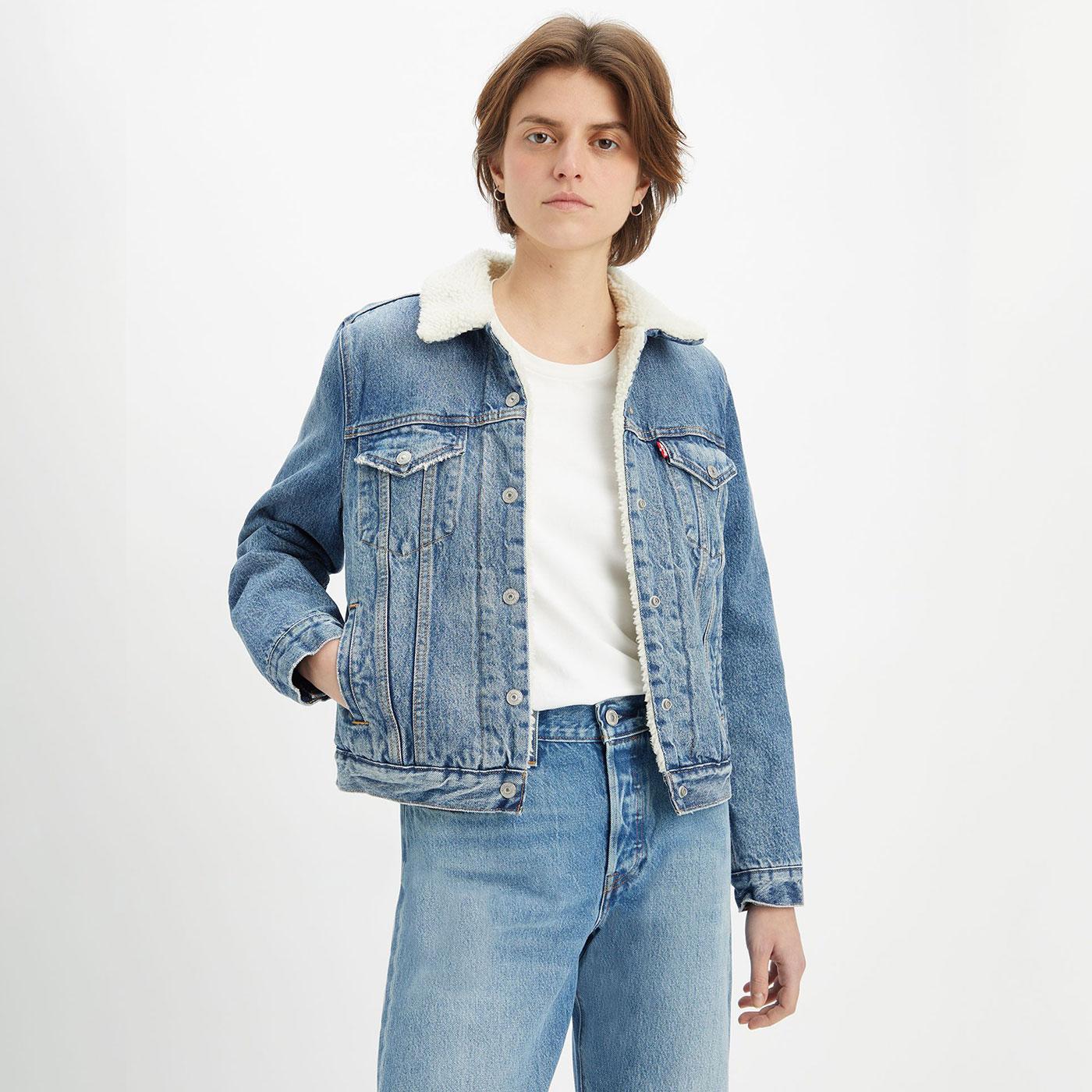 Levi Women Original Sherpa Denim Trucker Jacket Seen Things