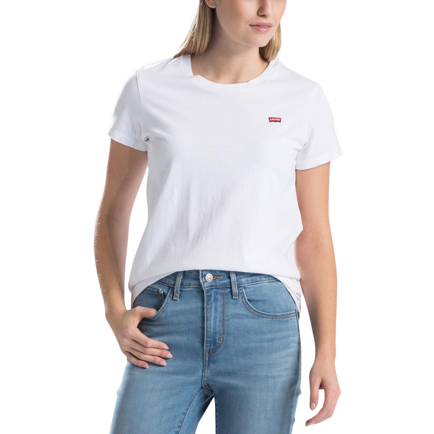 LEVI'S Perfect Crewneck Batwing Patch Logo T-Shirt In White