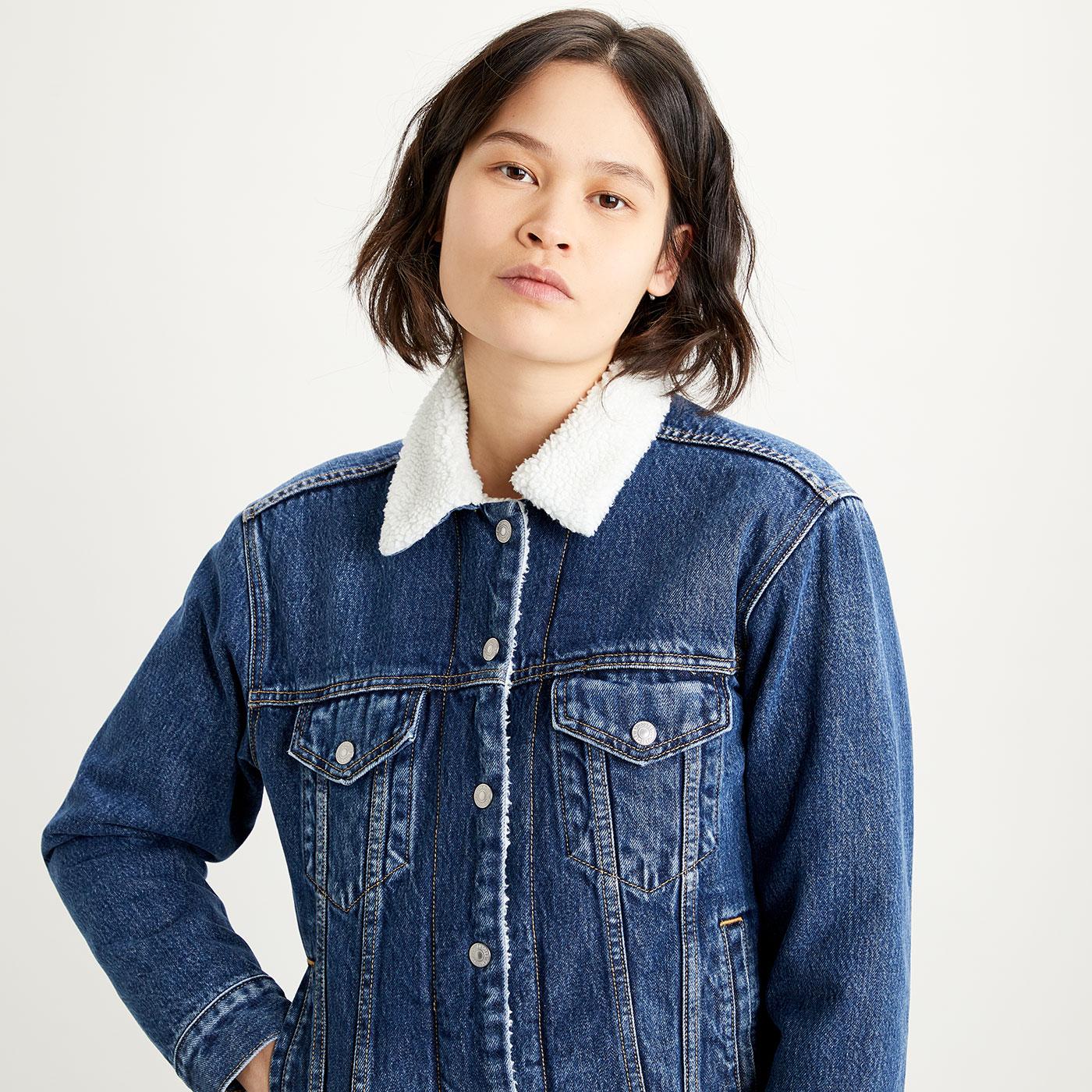 LEVI'S Women's Retro 70s Sherpa Jacket in Rough & Tumble Blue