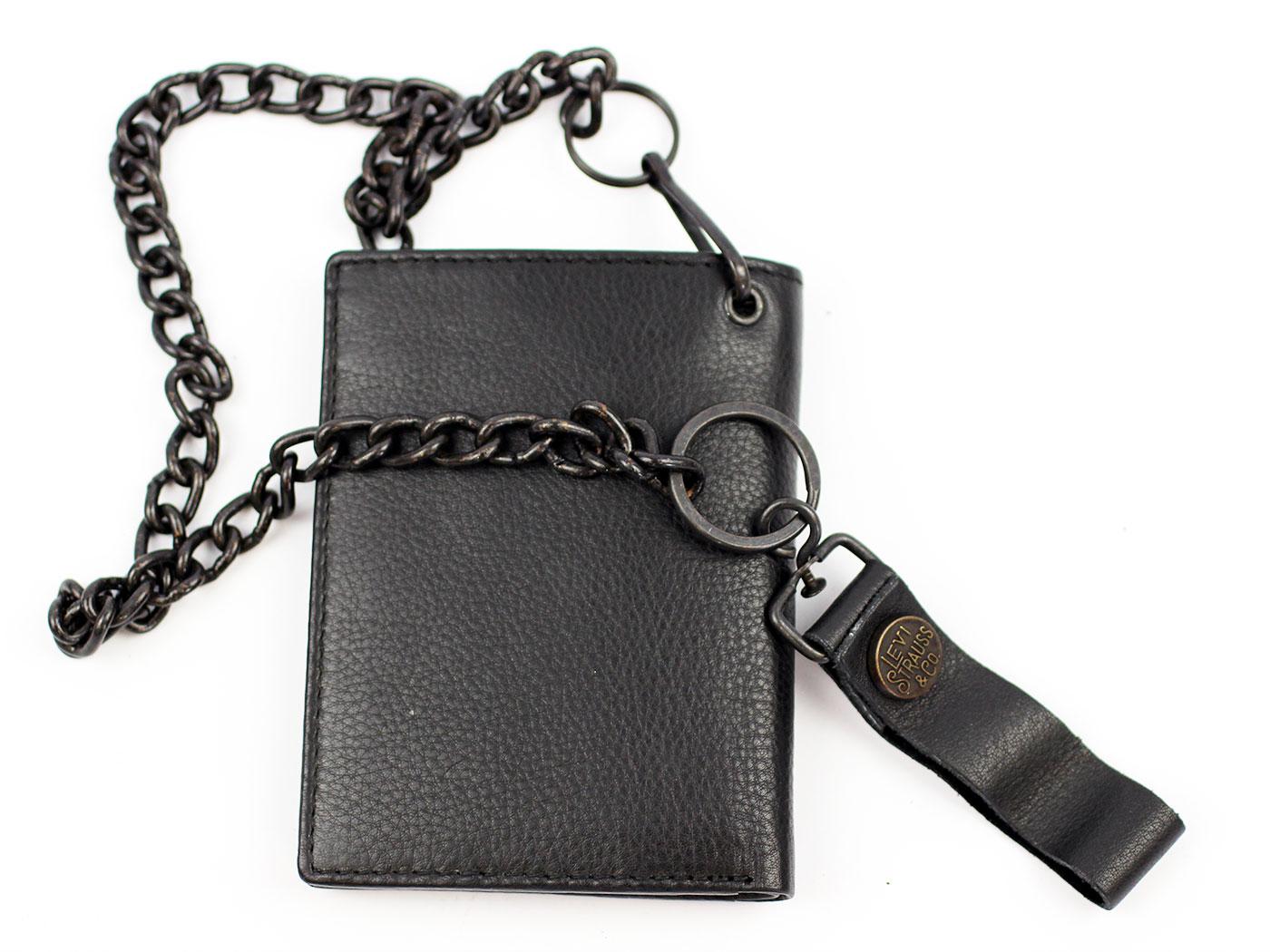 LEVI'S® Retro Leather Vertical Wallet With Chain in Black