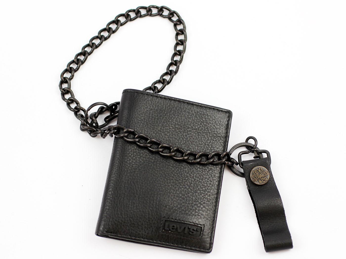 LEVI'S® Retro Leather Vertical Wallet With Chain in Black