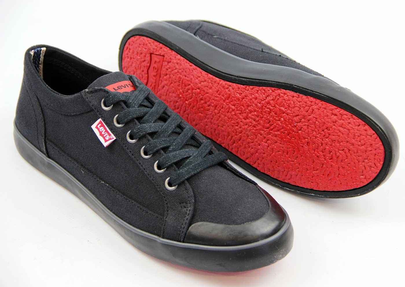 LEVI'S® Canvas Sneakers Retro 70s Indie Lace Up Trainers Black