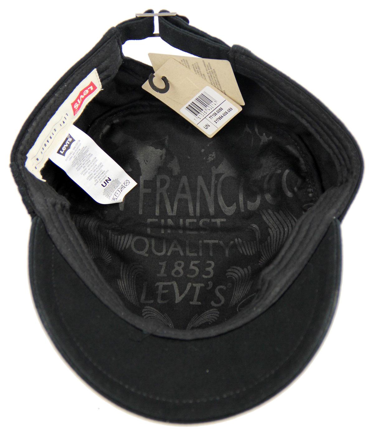 Levi's® Retro 70s Indie Canvas Distressed Army Hat in Black