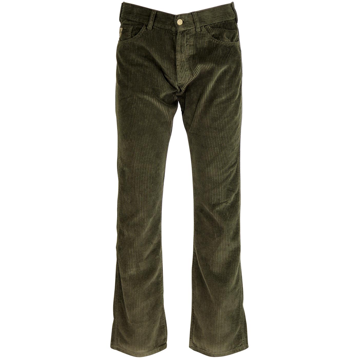 LOIS New Dallas Men's Retro Jumbo Cord Trousers in Olive