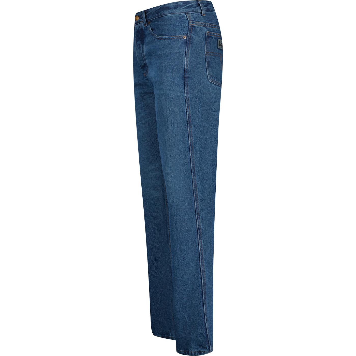 Lois Dario Men Retro 80s Dark Stonewash Bootcut Denim Jeans