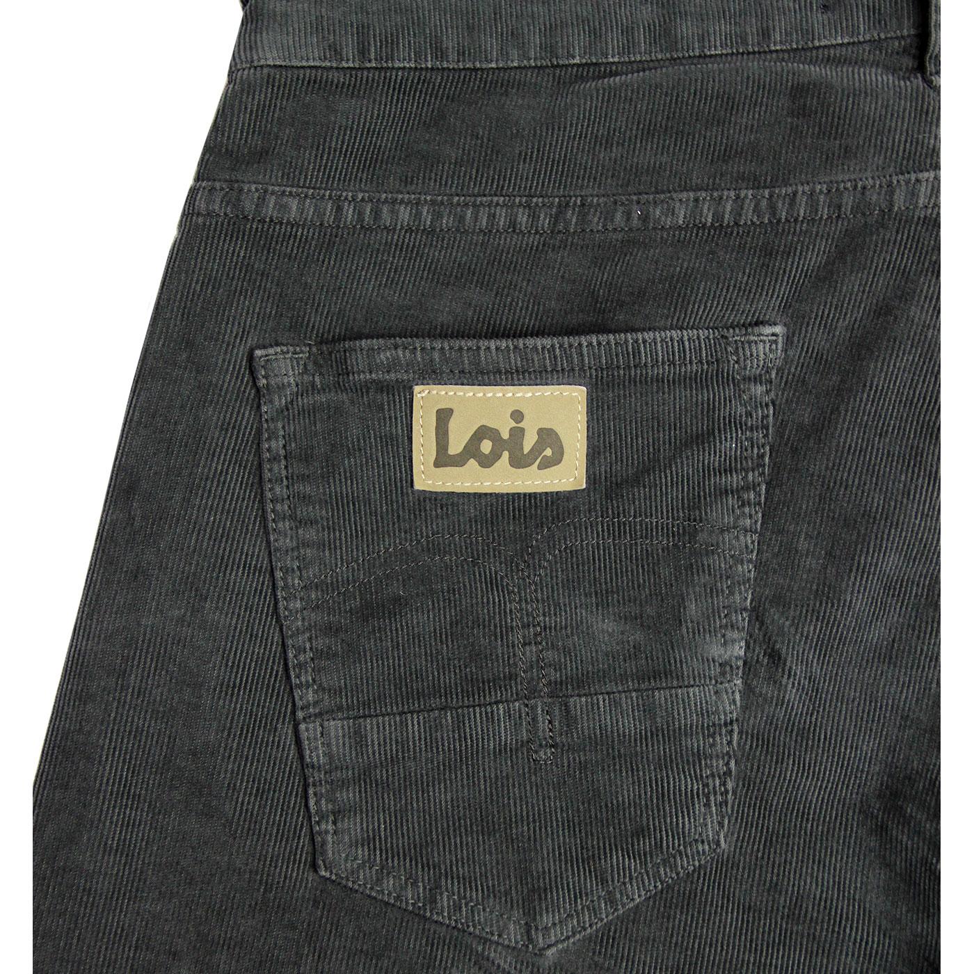LOIS 'Sierra' Mens Retro 80s Needle Cord Trousers Charcoal
