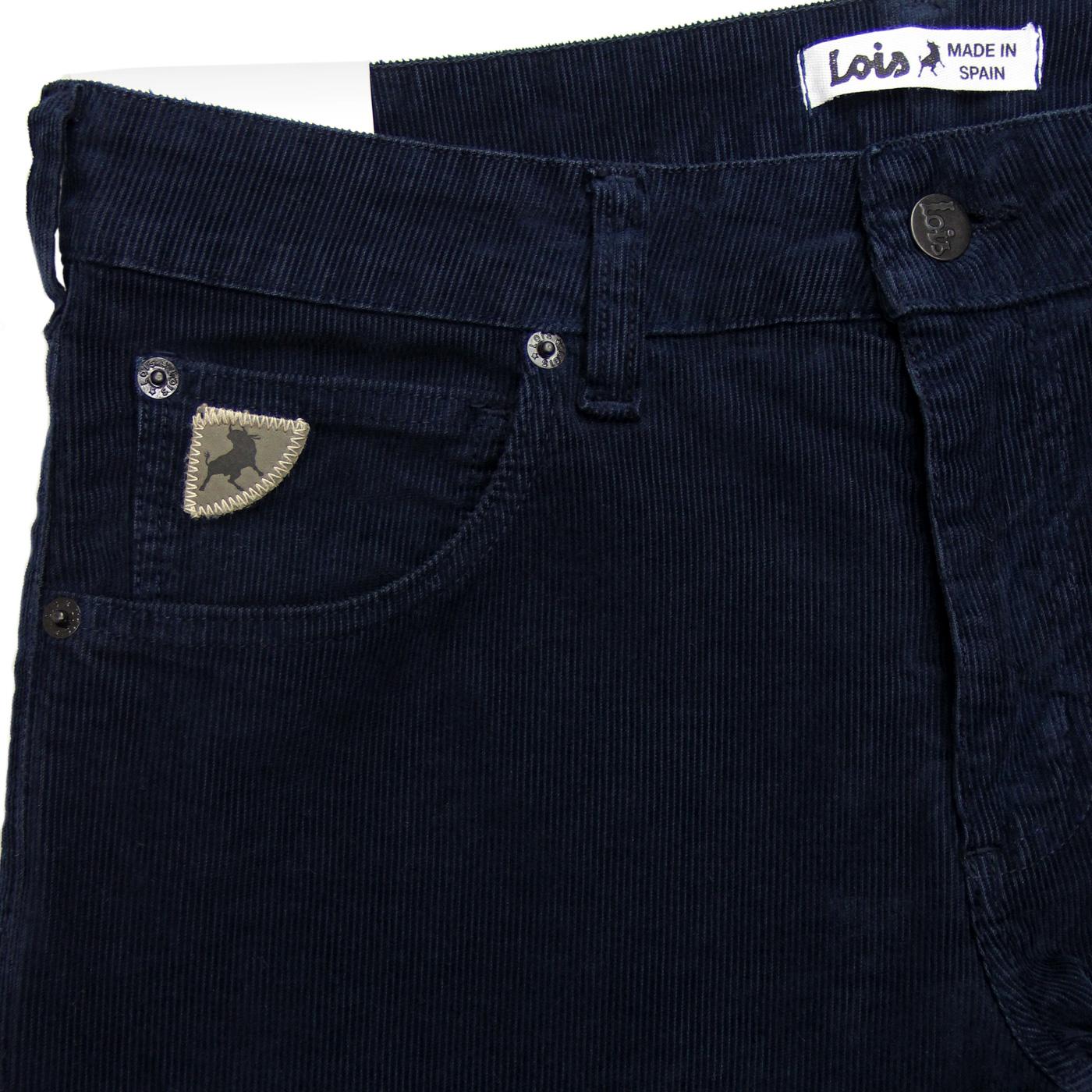 LOIS 'Sky' Retro Mod Skinny Thin Cord Jeans in Navy