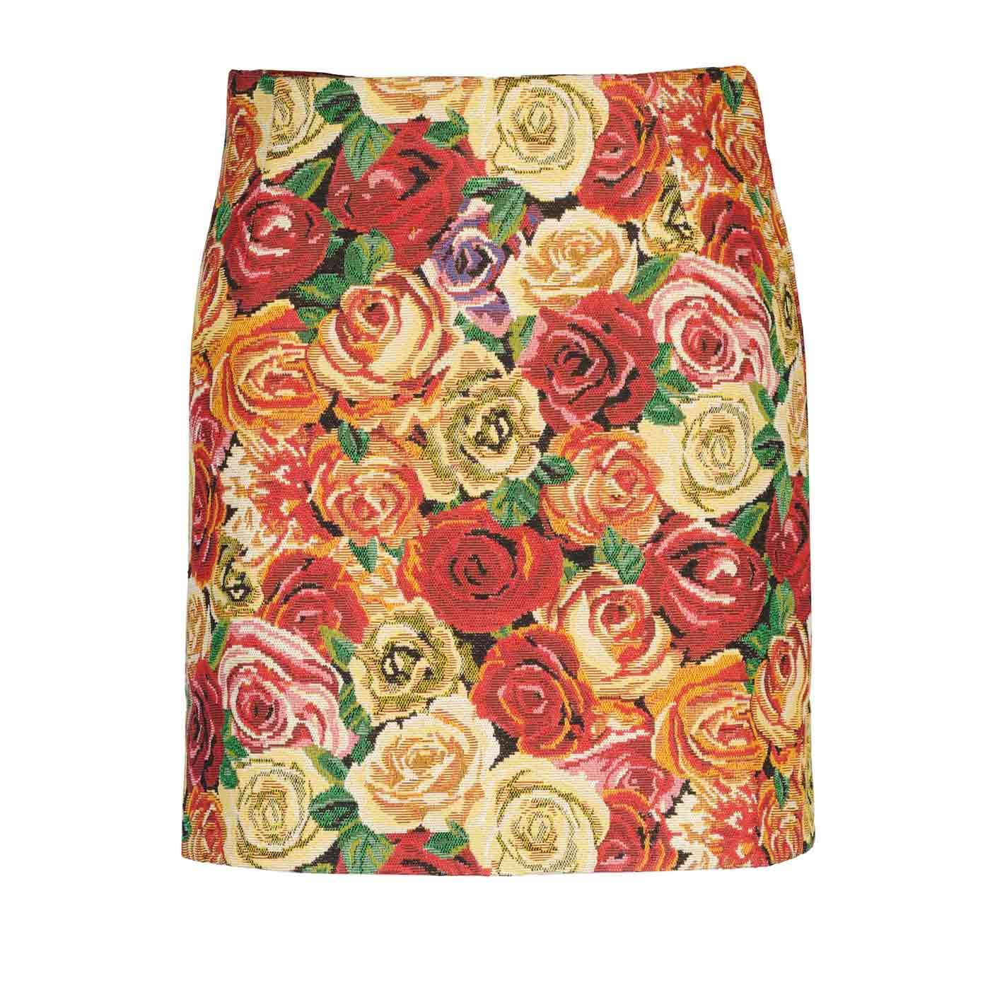 Aubin Roses Louche Retro 60s Jacquard Mini Skirt