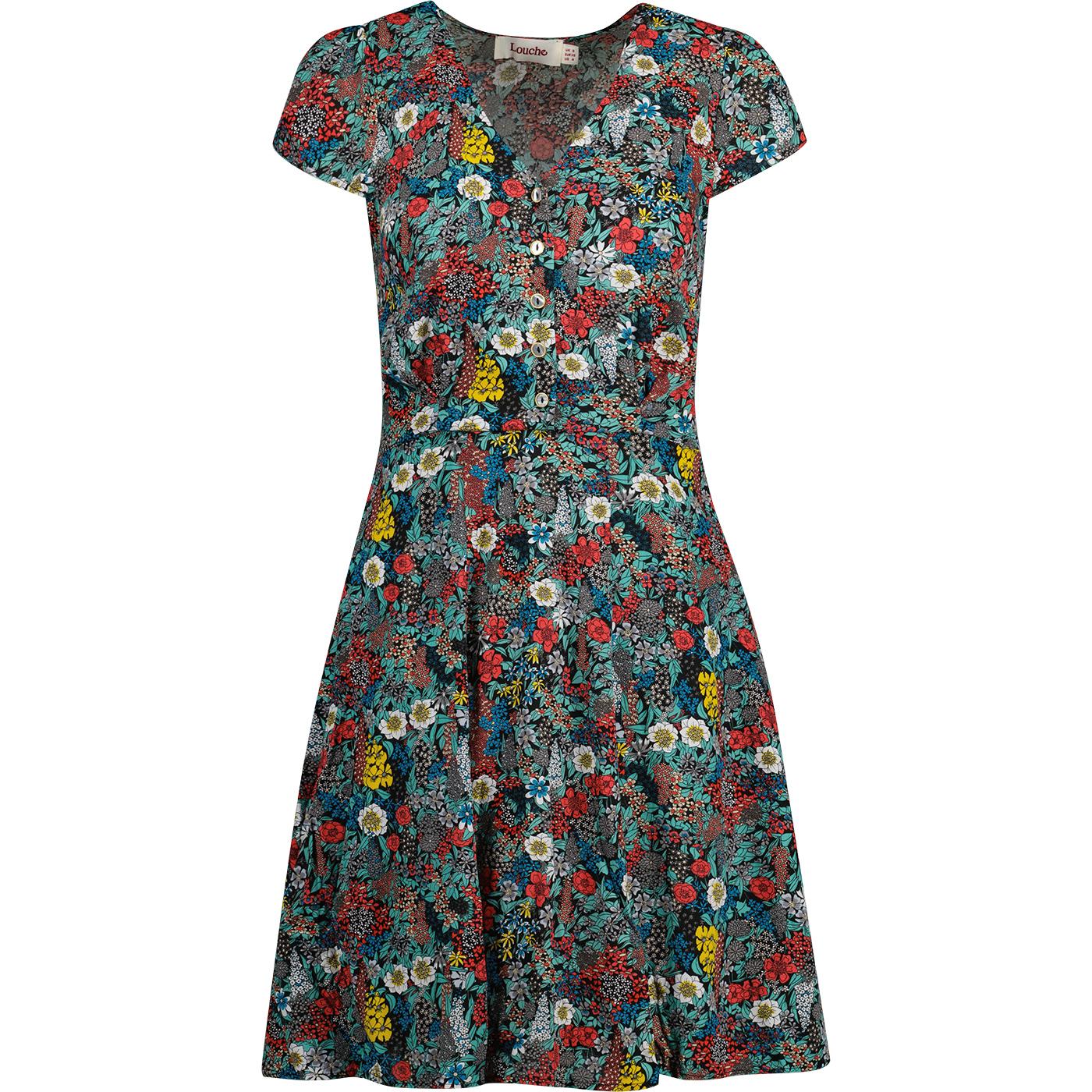 Cathleen LOUCHE Retro 60s Flower Mini Tea Dress 