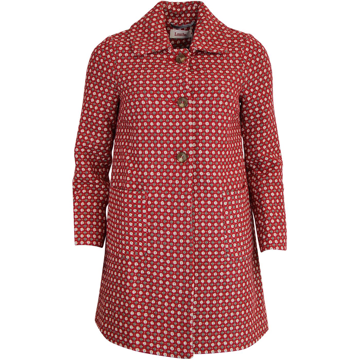 Dryden LOUCHE 60s Mod Dobby Dot Collared Coat RED