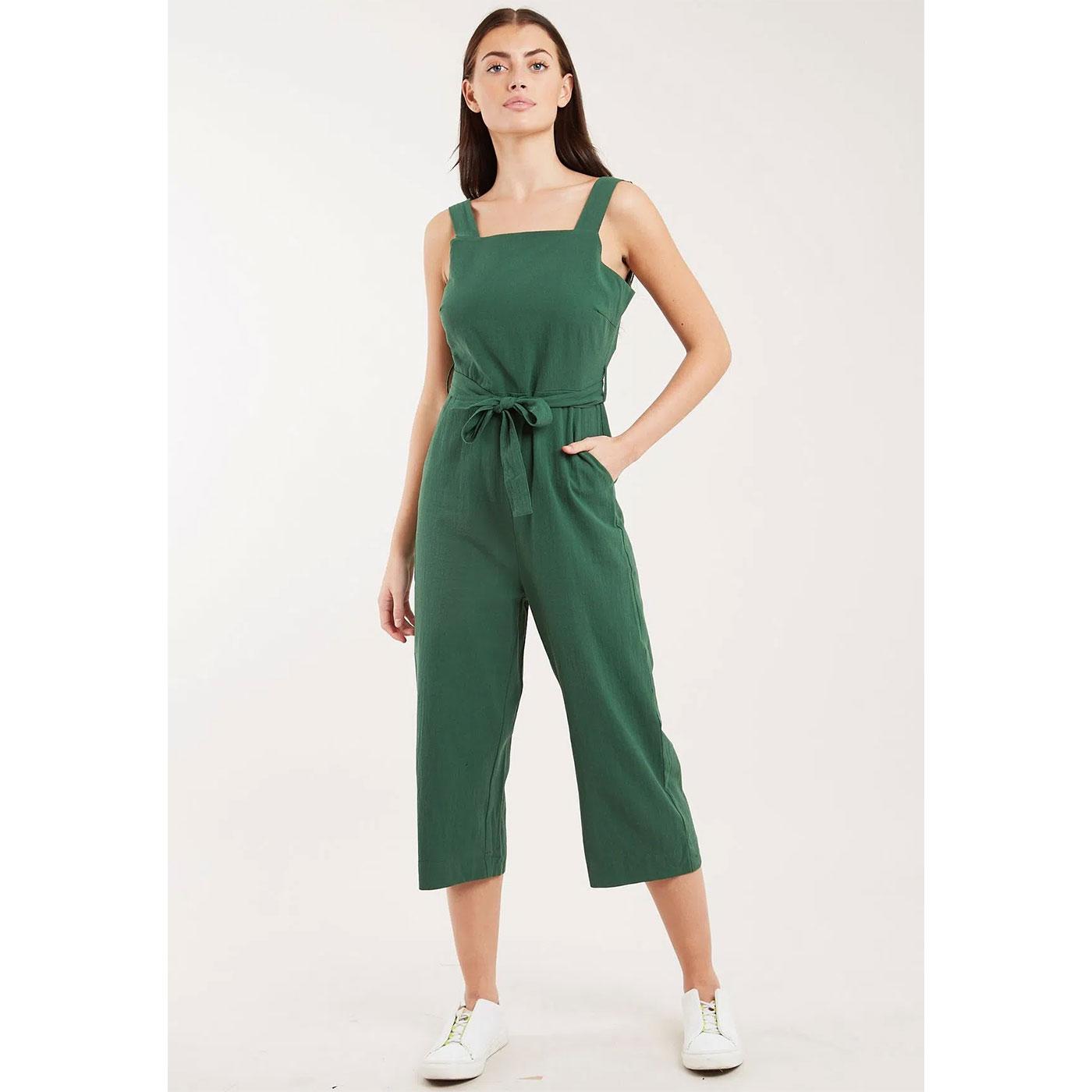 Dawson LOUCHE 70's Strappy Cropped Green Jumpsuit 