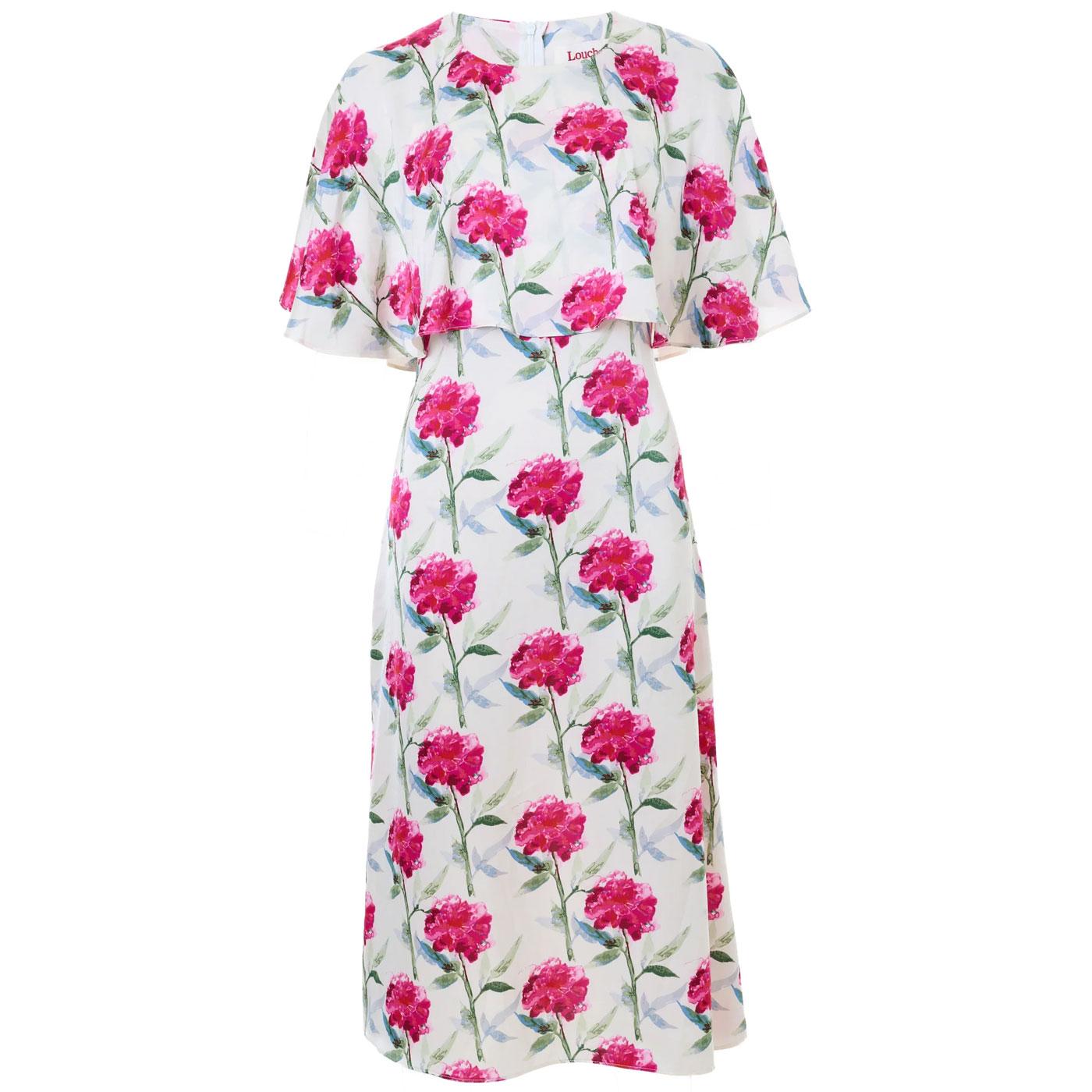 Rosso Louche Loveflower Print Cape Midi Dress (OW)