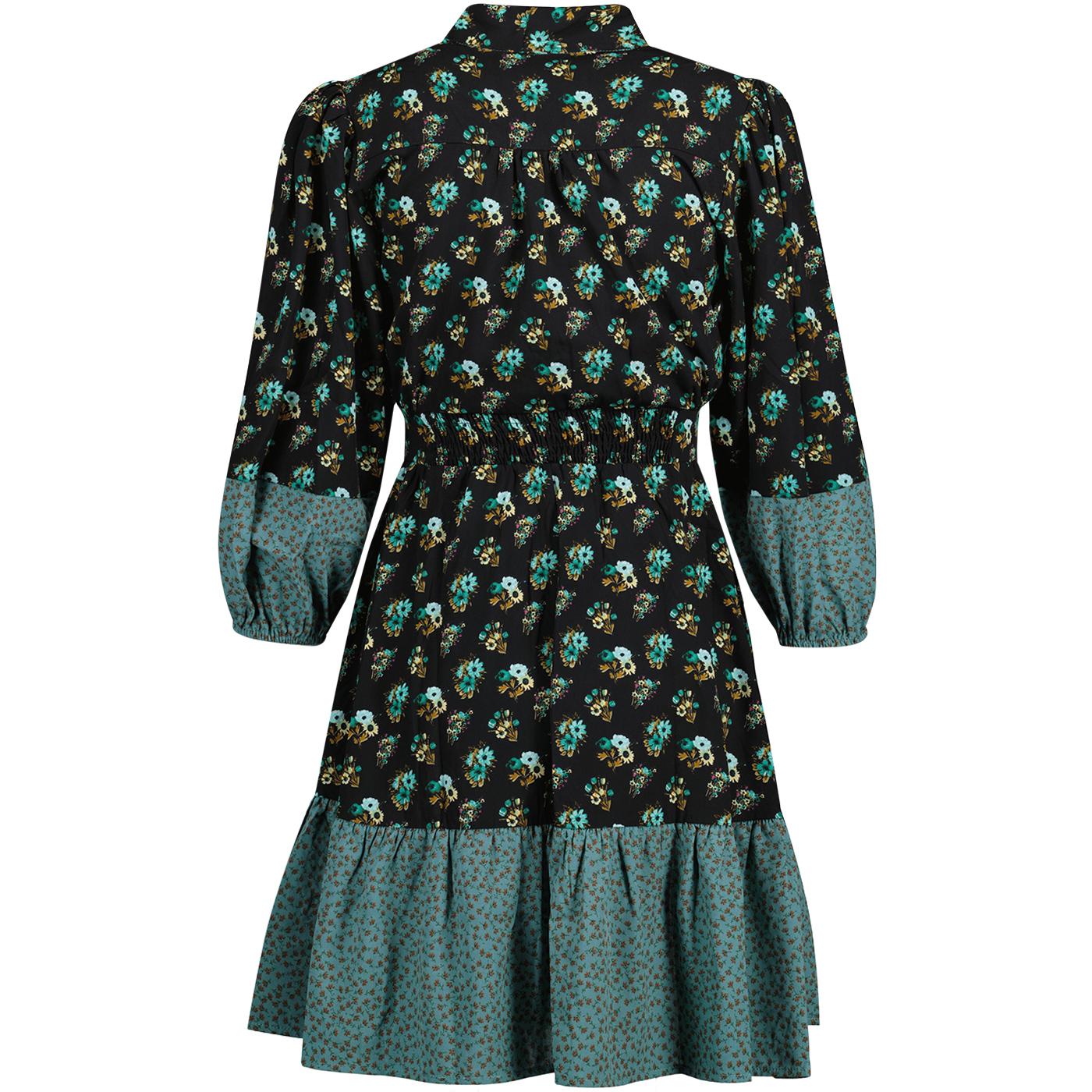LOUCHE Stina Posy Patchwork 60s Vintage Mini Dress
