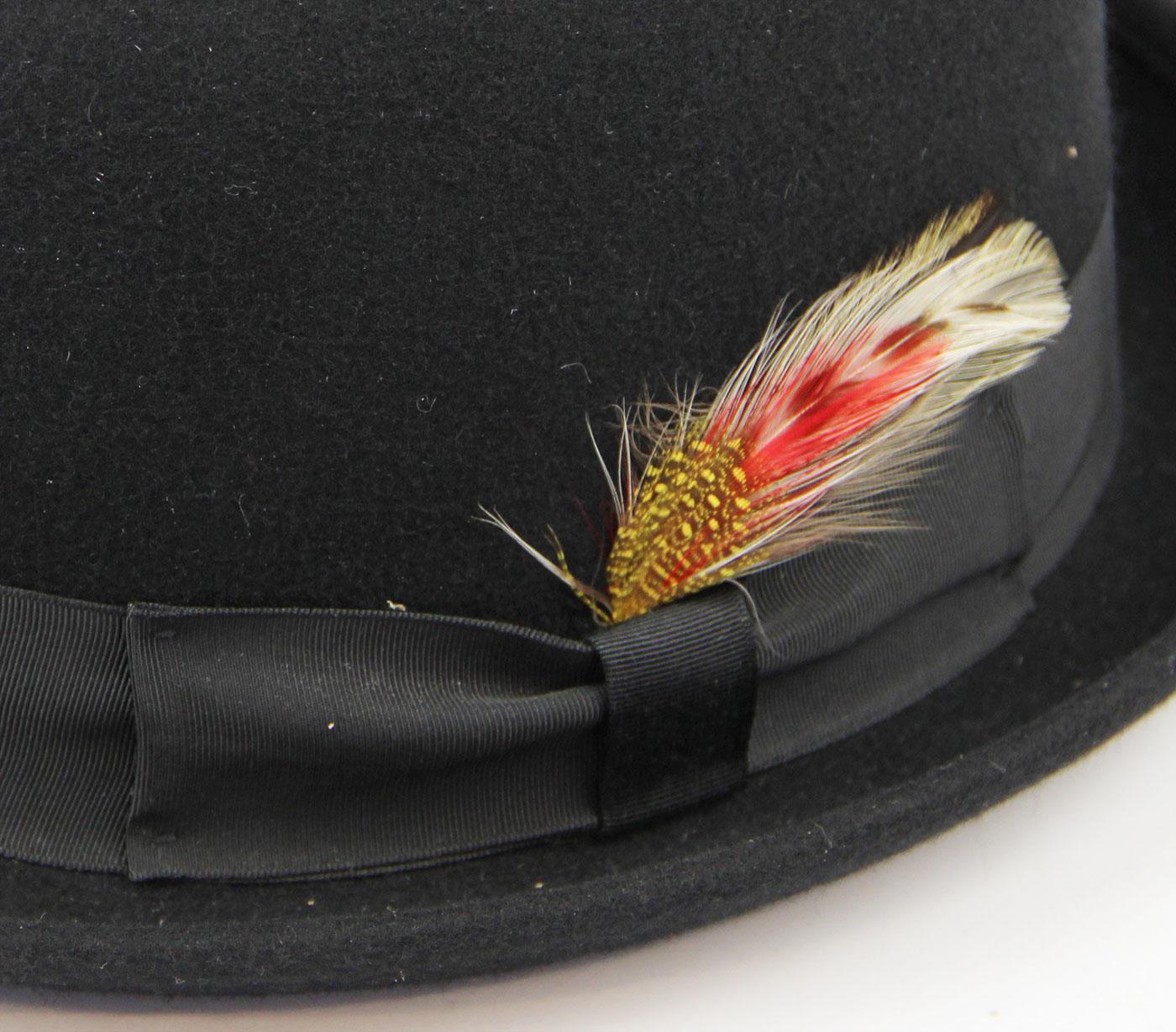 Rude Boy Retro Indie Mod Wool Felt Trilby Hat in Black