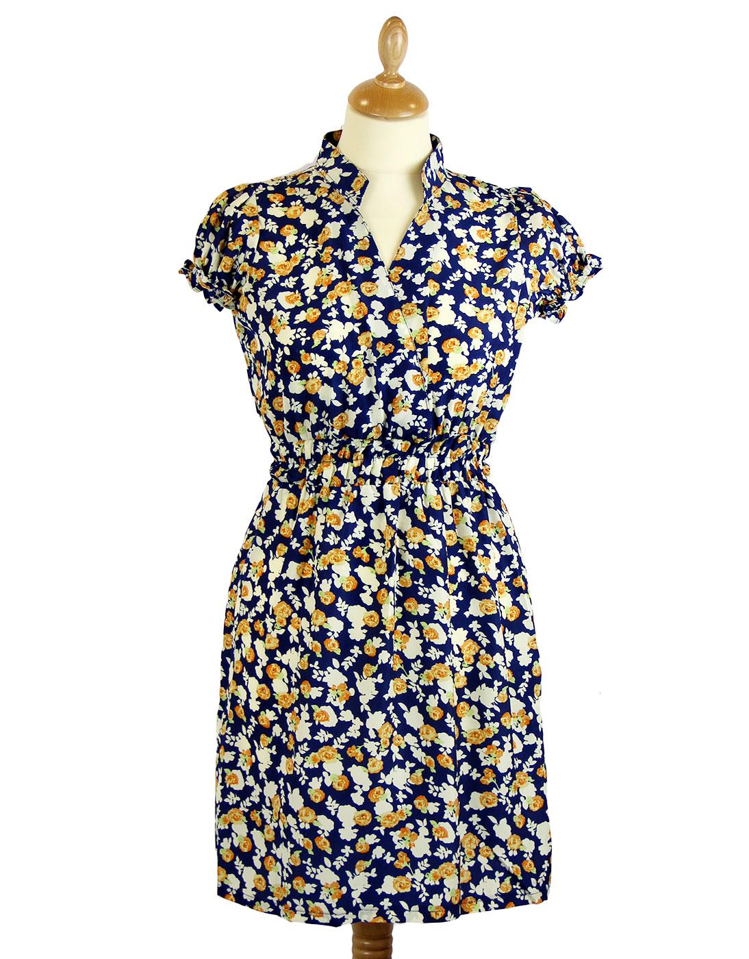 Lovestruck 'Deirdre' Retro Vintage style Tea Dress in Blue Floral