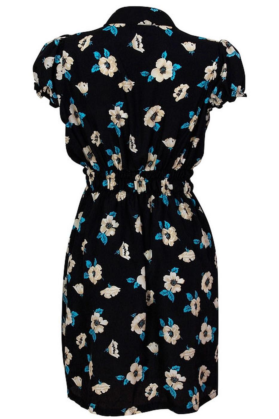 Lovestruck Deirdre Retro Vintage style Tea Dress in Black Floral