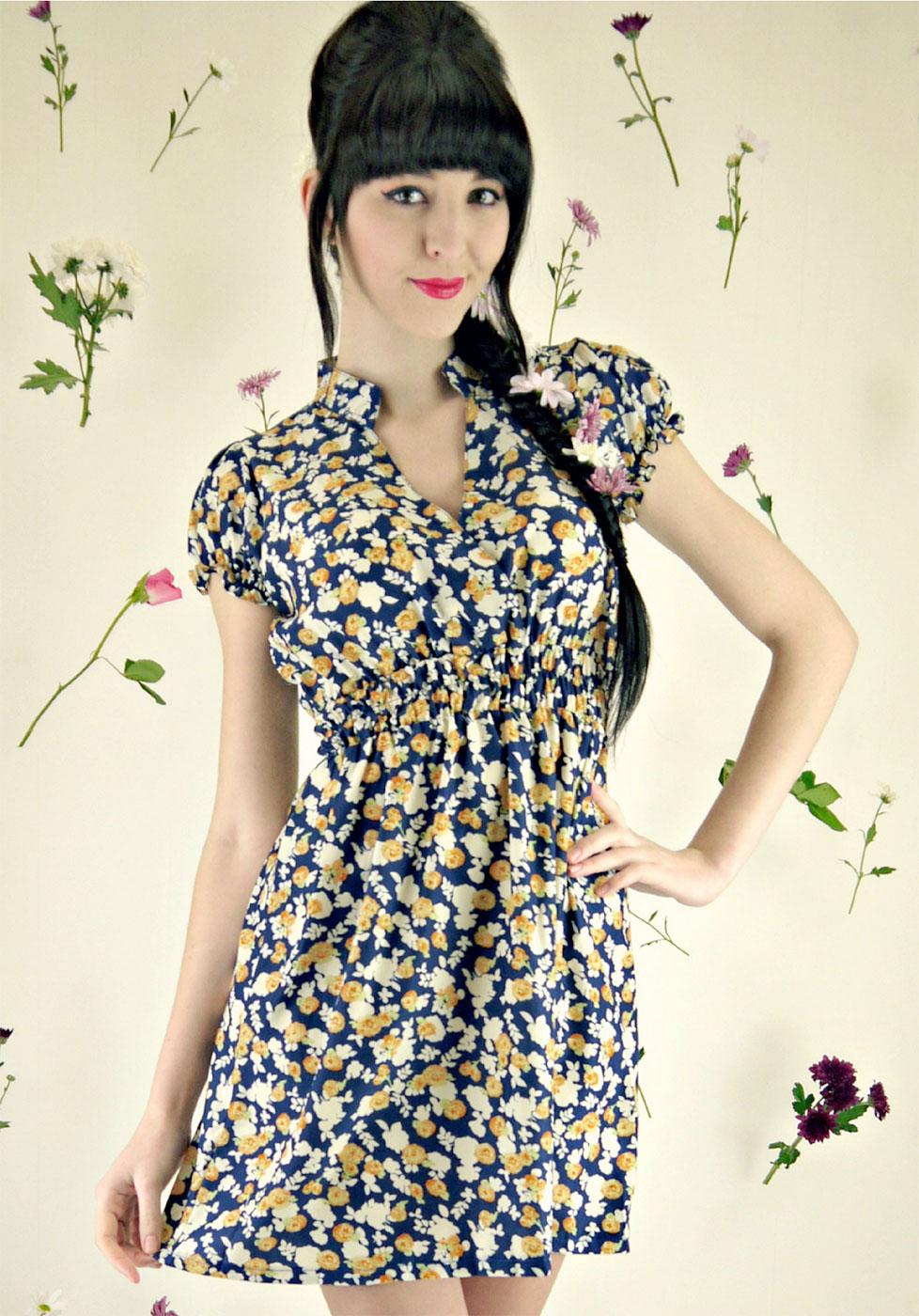 Deirdre Blue Flowers LOVESTRUCK Retro Tea Dress 
