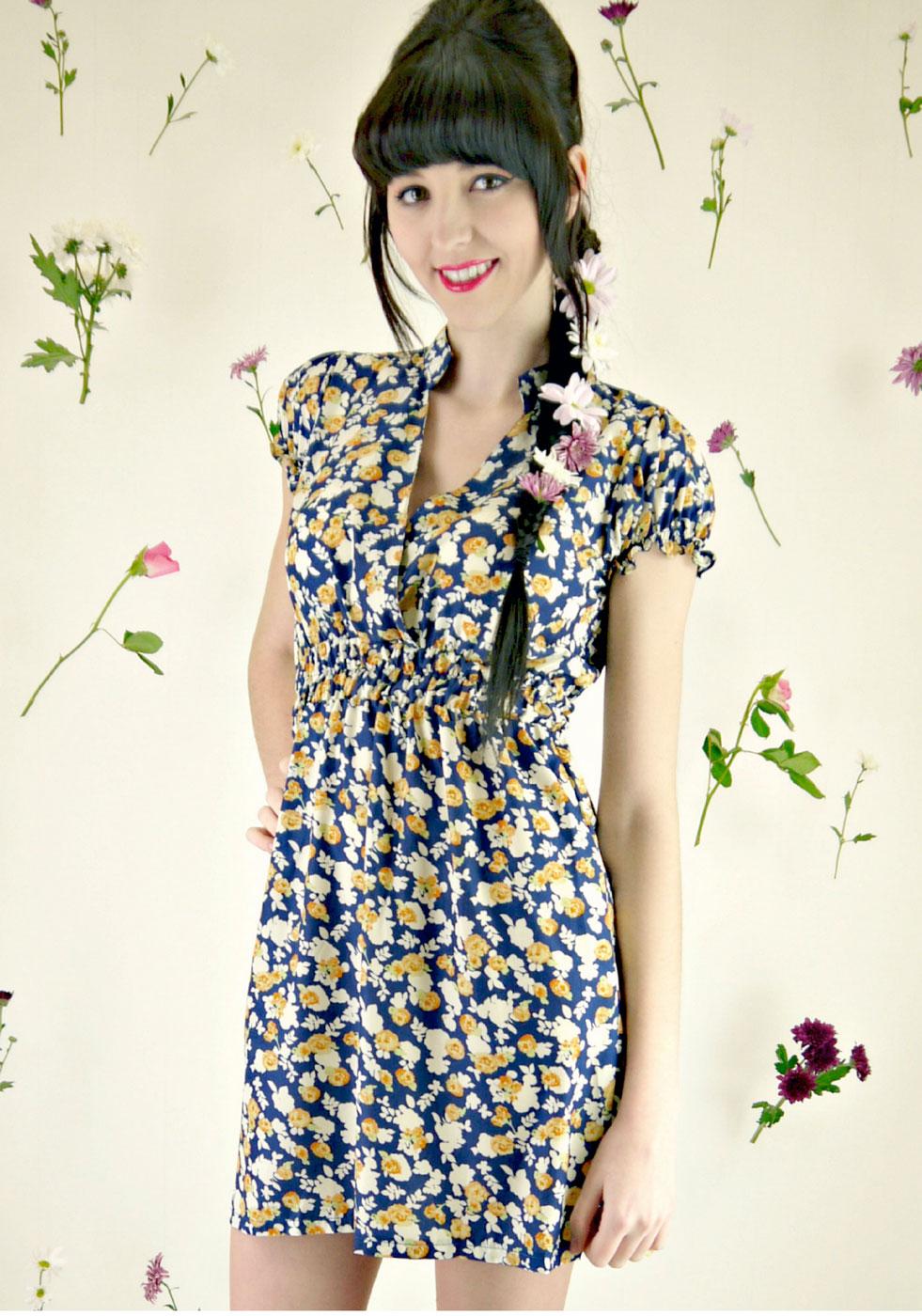 Lovestruck 'Deirdre' Retro Vintage style Tea Dress in Blue Floral