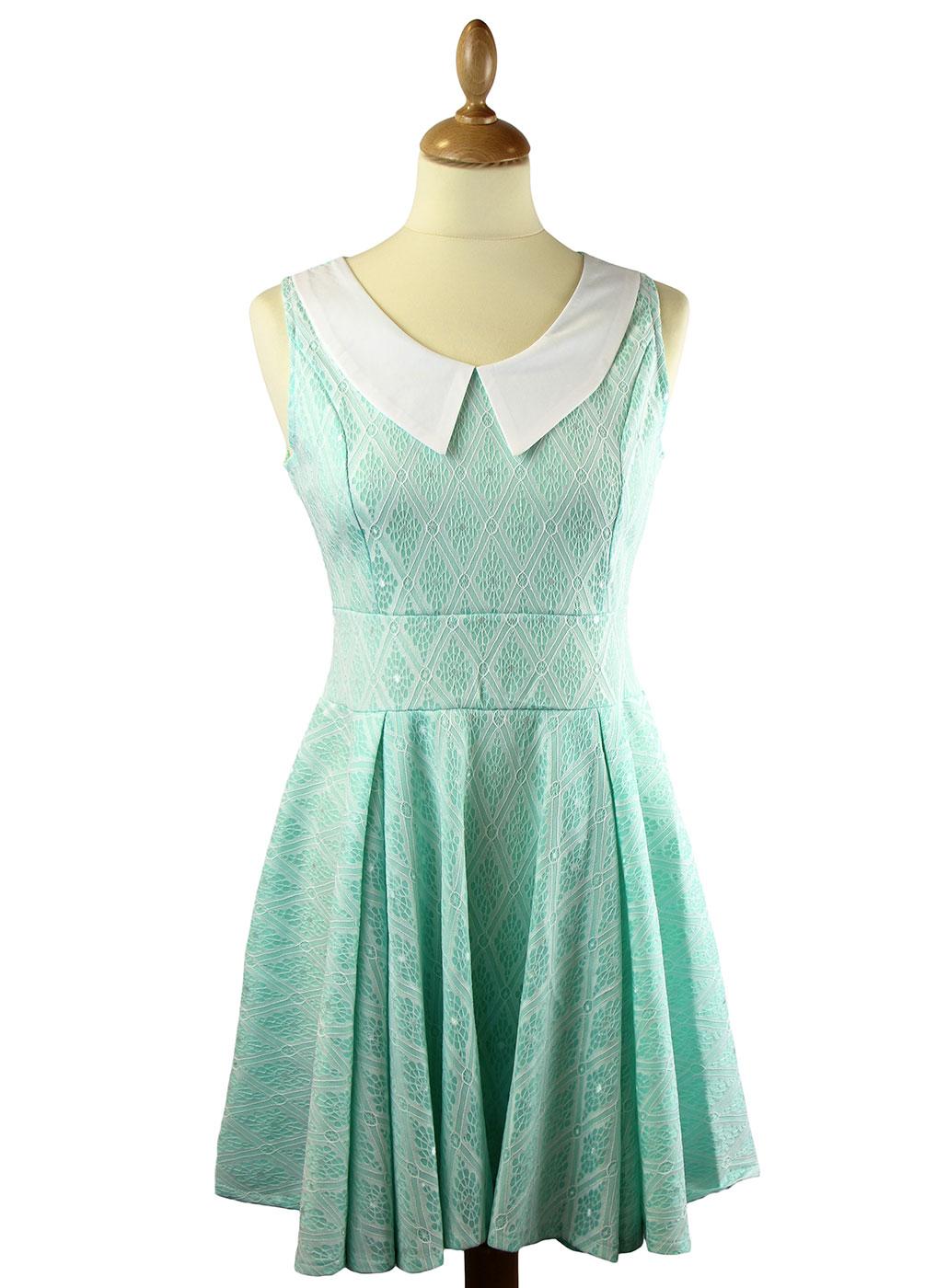 Kimberly LOVESTRUCK 60s Mod Lace Overlay Dress M