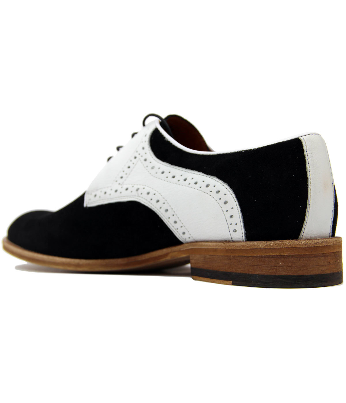 LACUZZO Start Retro Mod Suede and Leather 2-Tone Brogues in Black