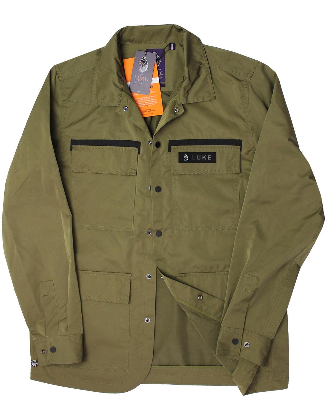 LUKE 1977 'Grilse' Retro 1960's Military Shacket in Dark Moss